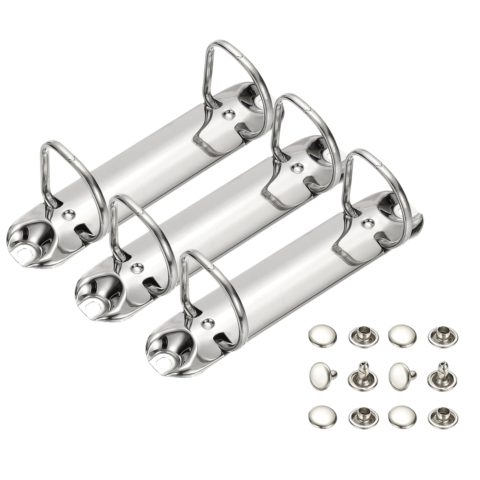 PATIKIL B7 2 Hole Ring Binder Mechanisms, 3 Set 1" D Ring Replacement Binder Planner Loose Leaf Binding Spines for Organizers DIY Fill Paper Storage Folder Accessories, 30mm Silver Tone