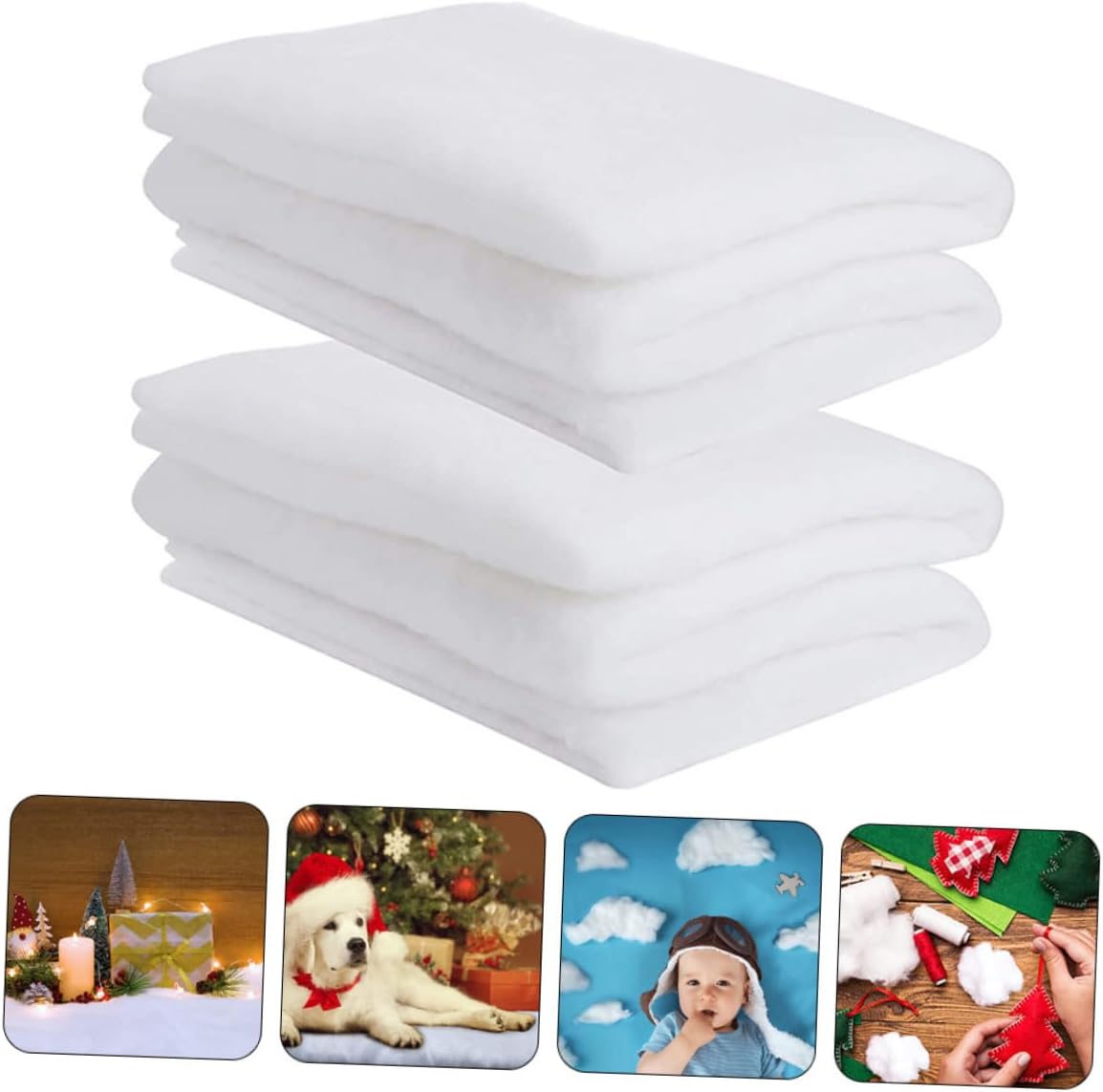 2pcs Christmas Artificial Snow Blankets White Fluffy Thick Polyester Fiber Snow Blanket for DIY Decoration and Party Use Adds Festive Xmas Atmosphere