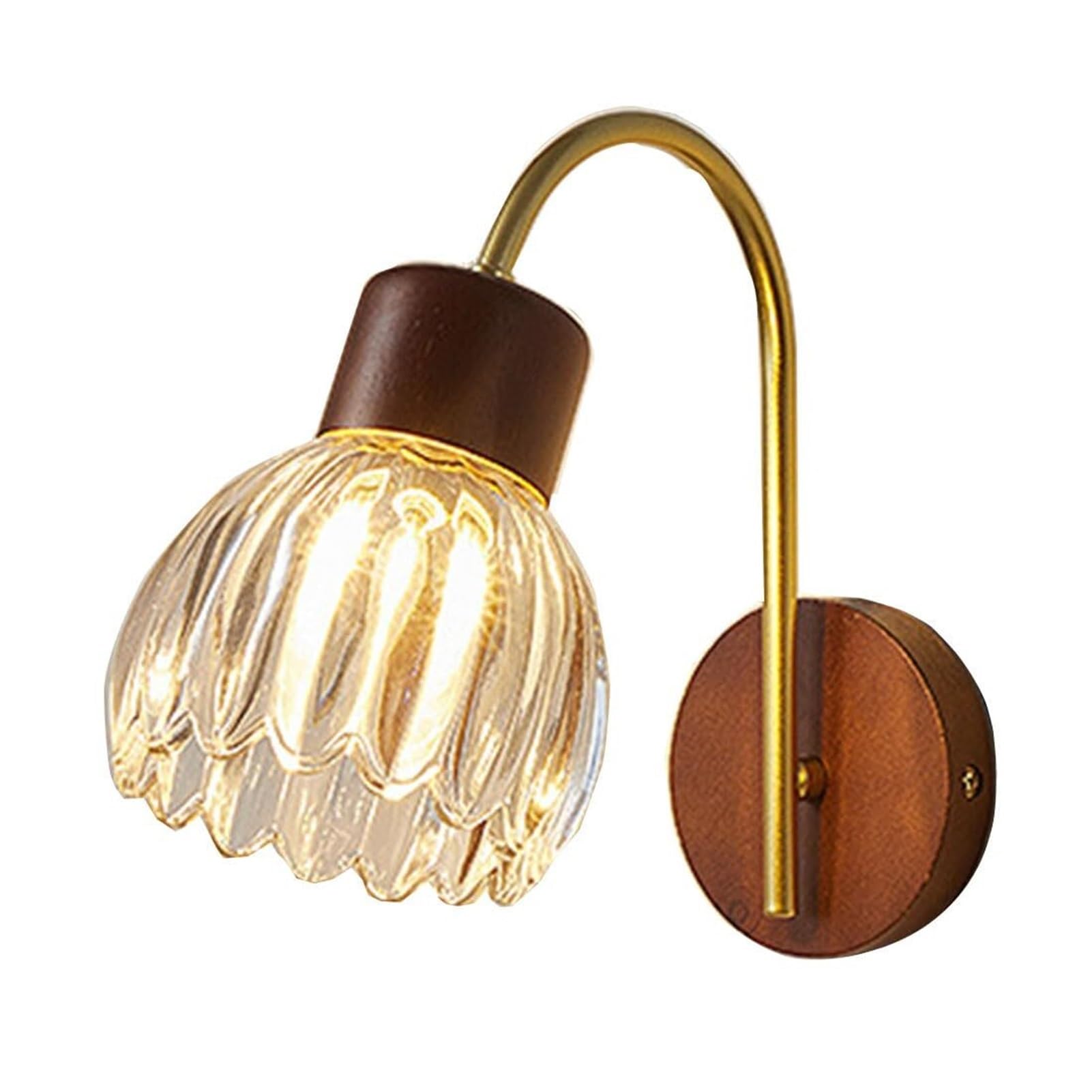 HUAYUSEDF Industrial Flower Glass Rustic Gooseneck Nordic Wall Sconce for Living Room Bedroom Bedside Porch Entryway(A)