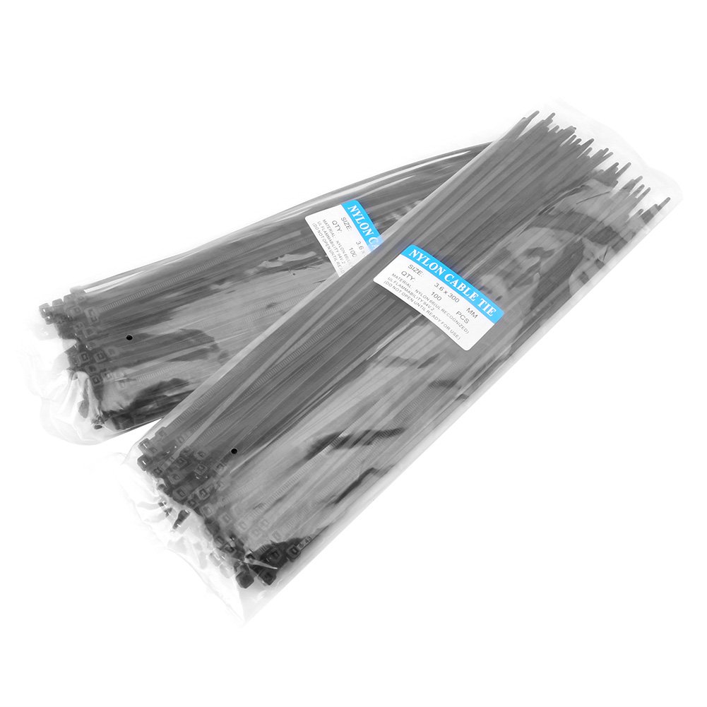 GZYF 12? Nylon Cable Ties, Black 3.6 * 300mm Zip Ties for Wire Management with 40LB Tensile Strength, Perfect for Garden Outdoor Home Office Garage (1000PCS)