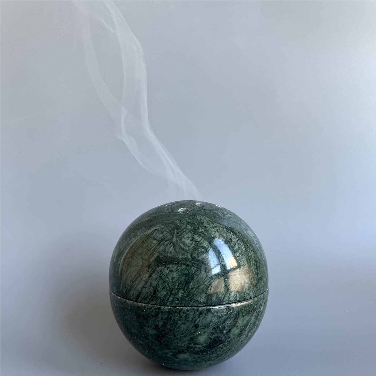 9 Holes Handmade Natural Marble Round Incense Burner Holder for Meditation Decorative Room/Kitchen/Coffee Shop (Indian Green)