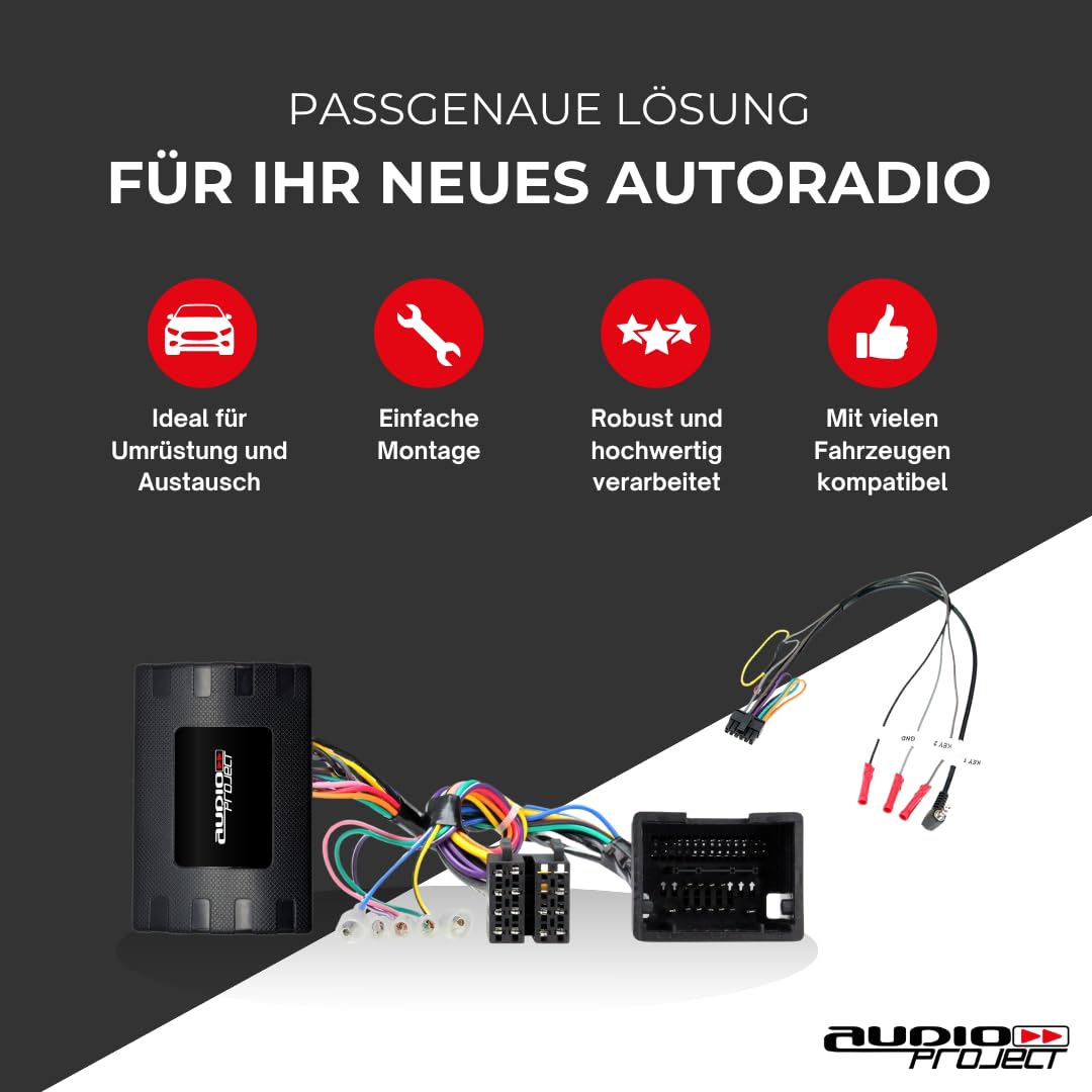 Audioproject A400.3-33 - CAN Bus Adapter Basis Lenkradfernbedienung für Opel Adam Astra Corsa Meriva Mokka Zafira ab 2009-2018 Chevrolet für Autoradio Pioneer Kenwood JVC Alpine u.a.