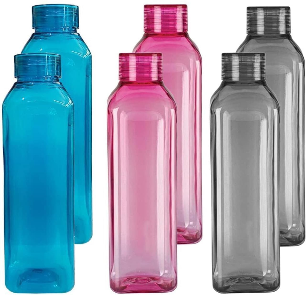 RABBY Pack of 6 Water Bottles, 1 Litre Each, Reusable Plastic Fridge Bottle Set, BPA Free and Leak Proof Bottles for Travel, Work, Ideal for Gym, Office, Home, College (VENAS_BOTTLE)-image-41