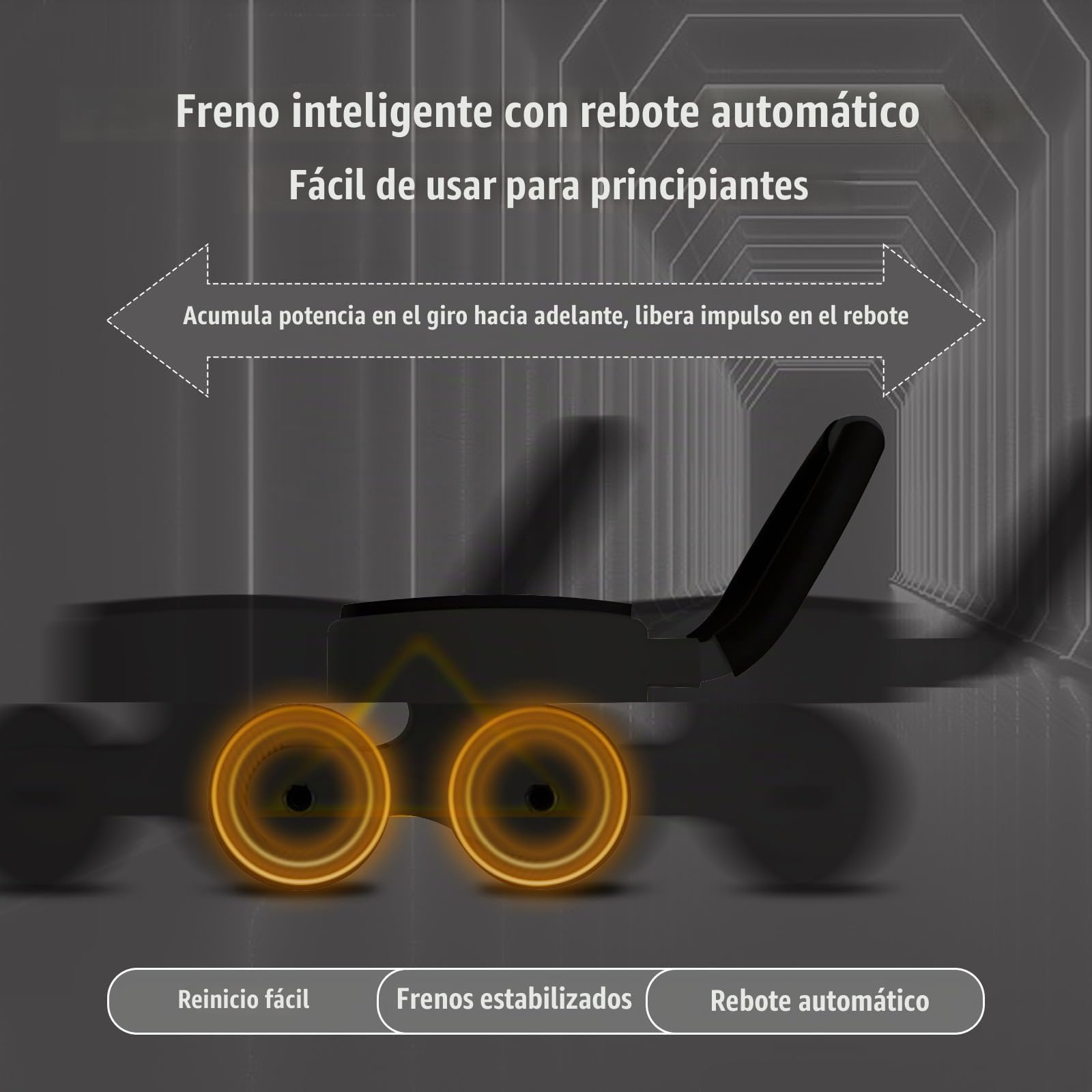 Rueda Abdominal de Rebote Automático, Rodillo de Rueda para Abdominales con Soporte de Codos, AB Roller Doble Rueda para Entrenador en Casa