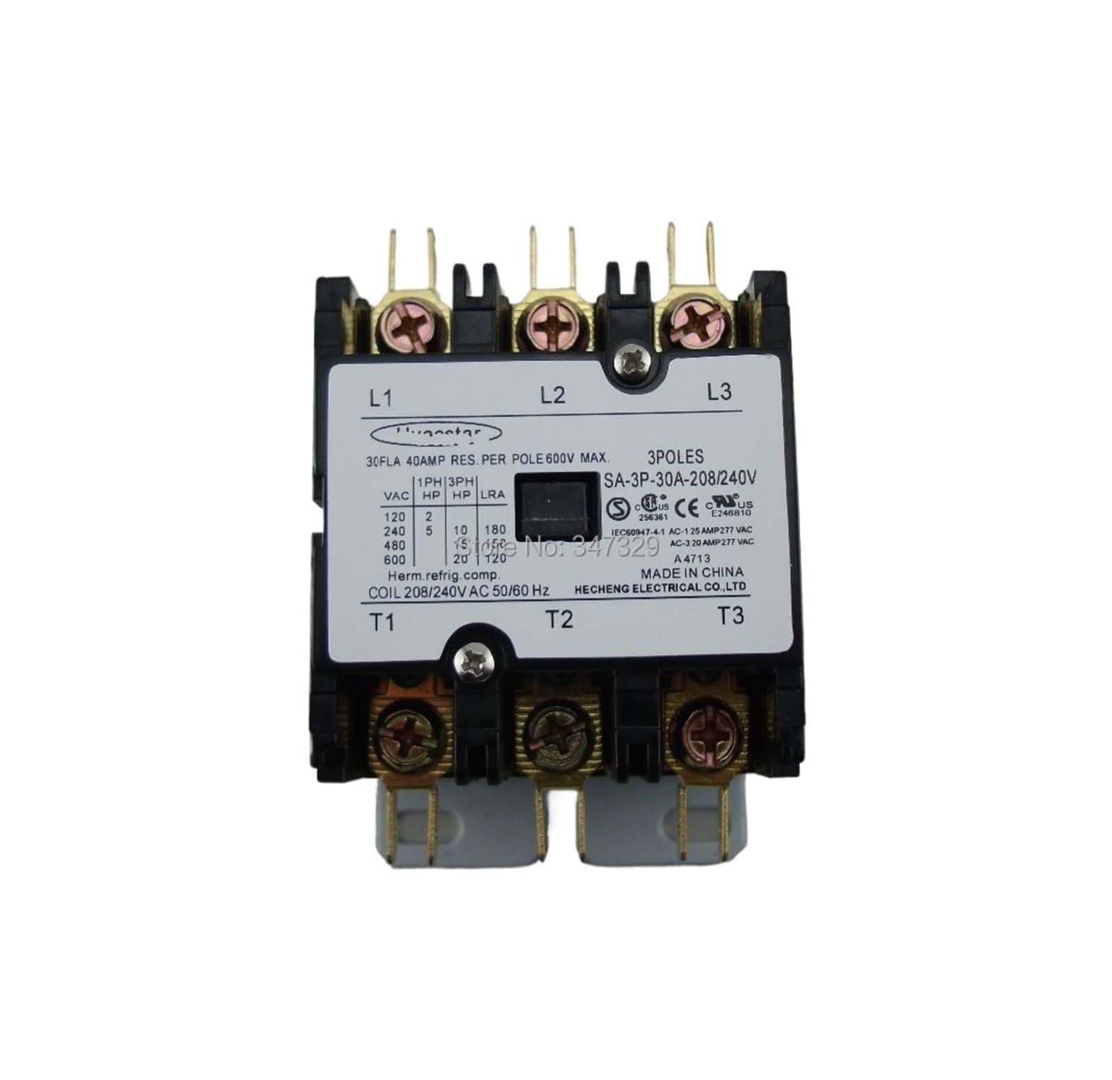 SA-3P-30A-208/240V Special Contactor 3 Pole 30FLA 208/240V AC Coil, DP Contactor, Air Conditioner Contactor