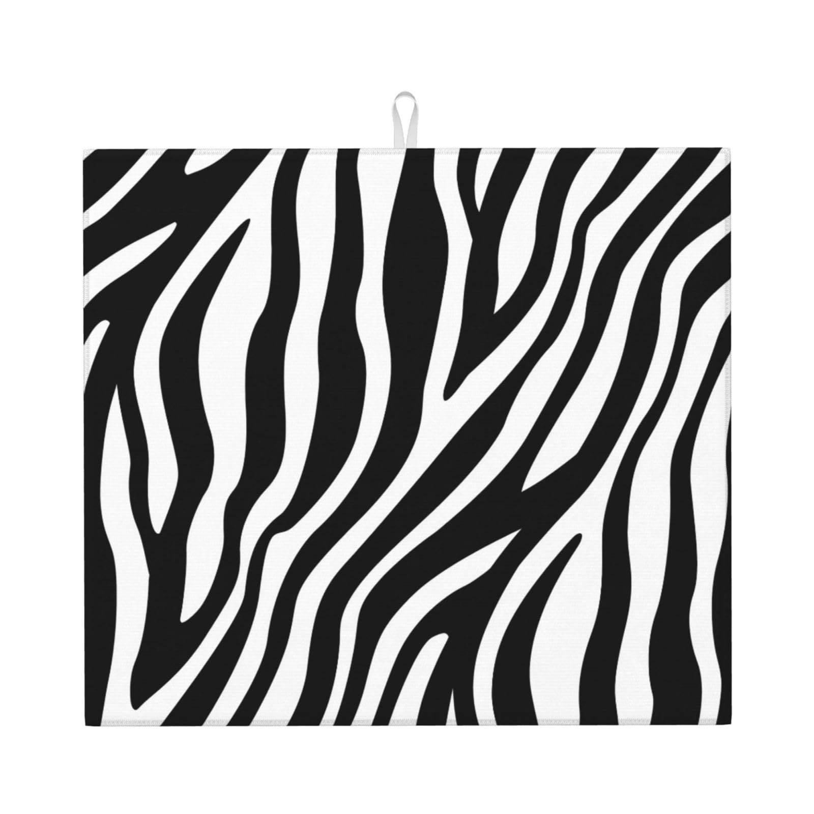 YYHHAOFA Zebra fine lines Prints Kitchen Drying Mat – Highly Absorbent Microfiber Throw, Non-Slip Counter Cover for Dishes, Fade-Resistant Print & Appliance Protection