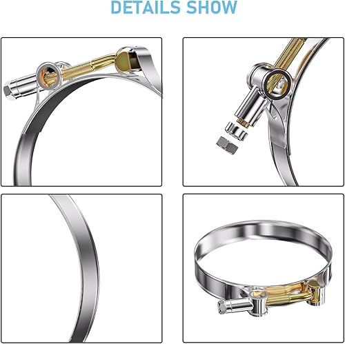 Miniatura 6 de PEROMI Paquete de 10 abrazaderas de manguera de perno en T de 2.992-3.307 in para manguera de 2.75 pulgadas, abrazadera de entrada de abrazadera de