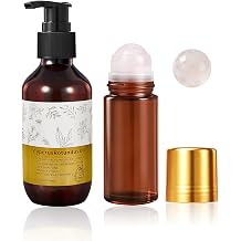 Round-Leaf Cyperus Rotundus Essential Oil 150ml, Rose Quartz Refillable Roller Ball Applicator for Essential Oils 50ml, Reduces Body Hair Growth, Ideal for Travel and Personal Care