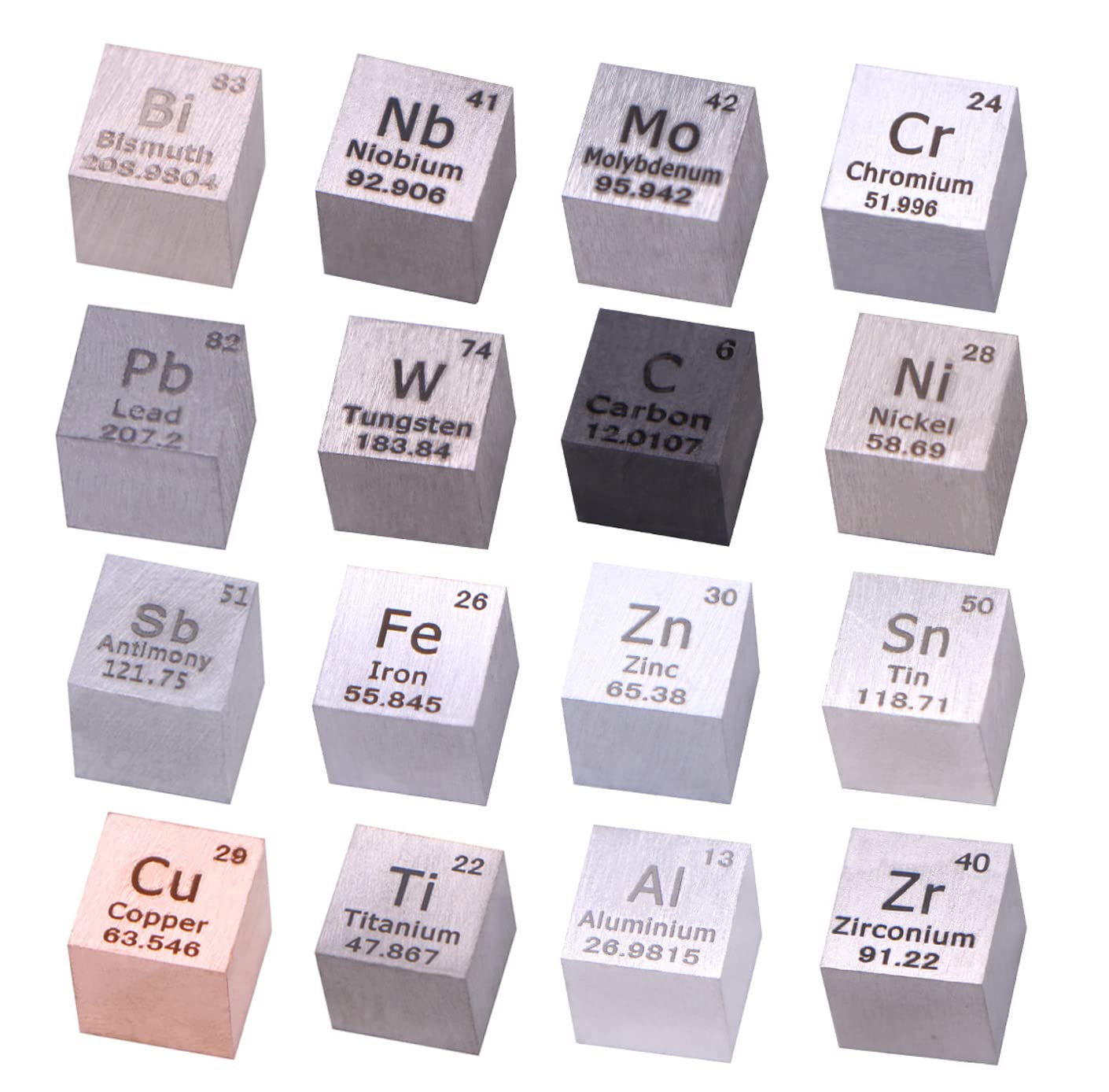 16 Pieces Metal Element Cubes set Density Cube Set Periodic Table of