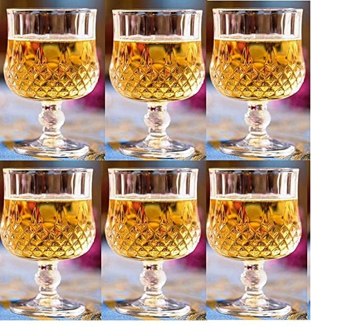 Dakshayanii Diamond Cut Brandy Glass |180 ml | Cognac | Stemless Rum Glass for Spirits |Crystal, Luxury, Large, Elegant, Old Fashioned Water and Mixed Drinks, (Set of 6) 1