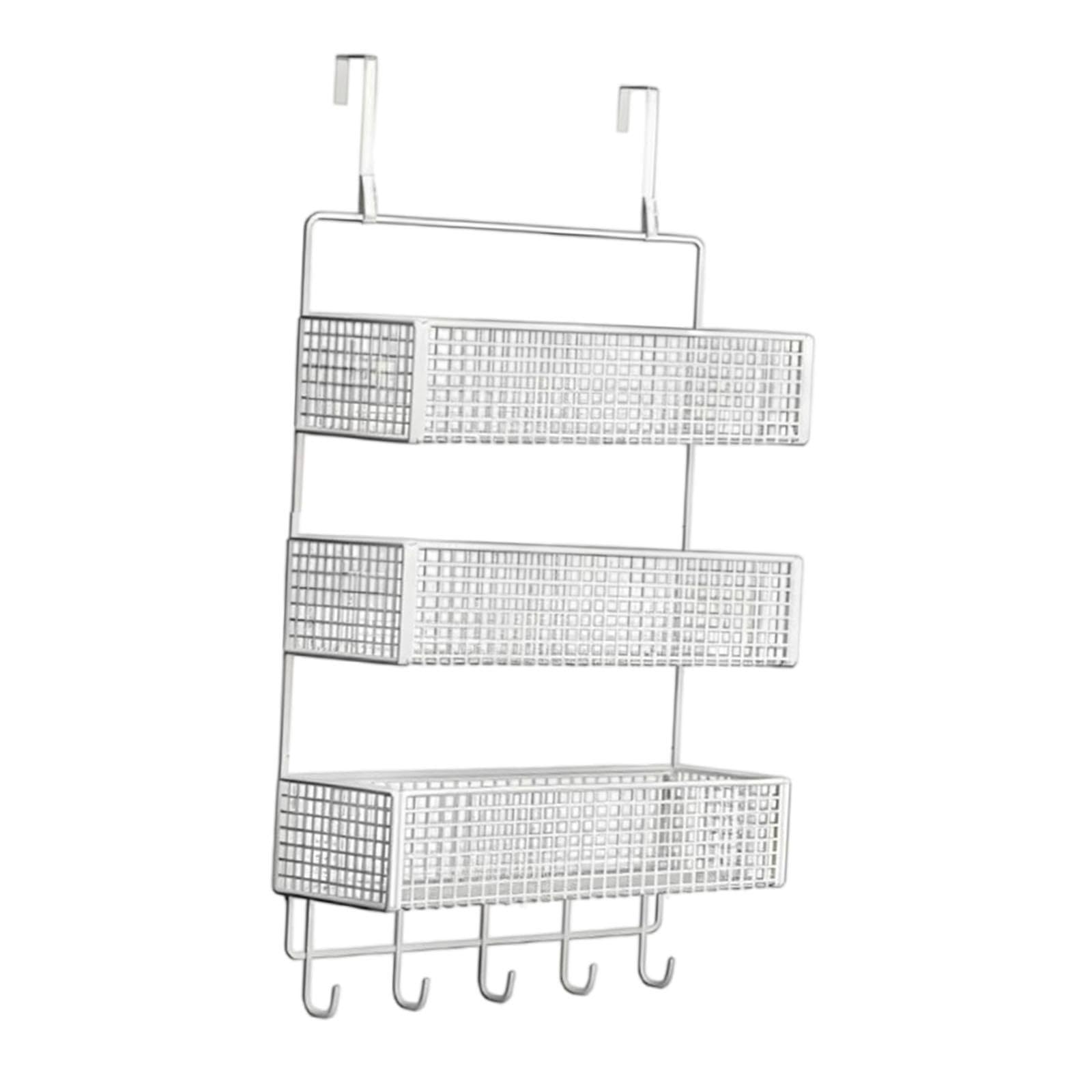 Organizador para Colgar sobre La Puerta, Cesta de Alambre Metálico, Estante Colgante, Cestas de Almacenamiento Resistentes Y Versátiles, Diseño Modern, L White, tal como se describe
