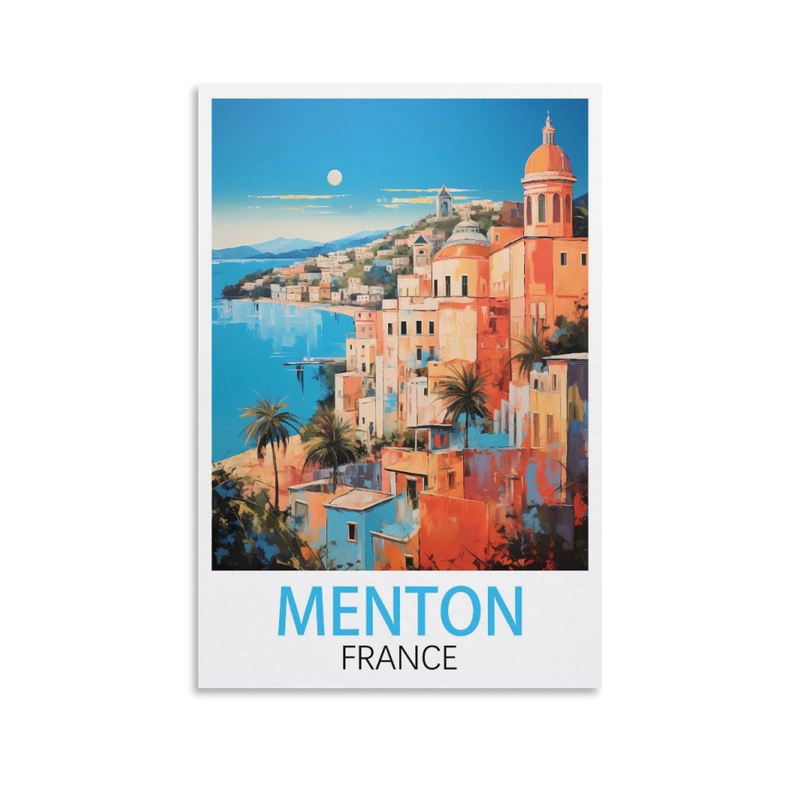 Metal Tin Sign Plaque Poster,Menton France,Art Plaque Poster Wall Decor for Home Tool Room Bar Club Restaurant Cafe 30x30cm