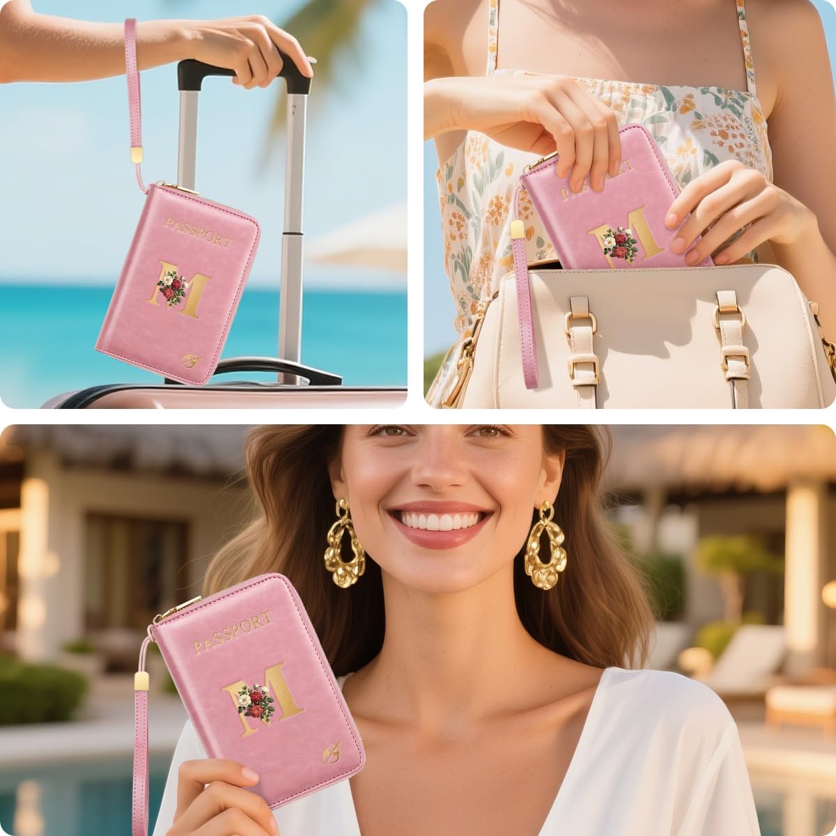 Passport Holder for Travel Personalized Wallet with Wristlet Women image 5