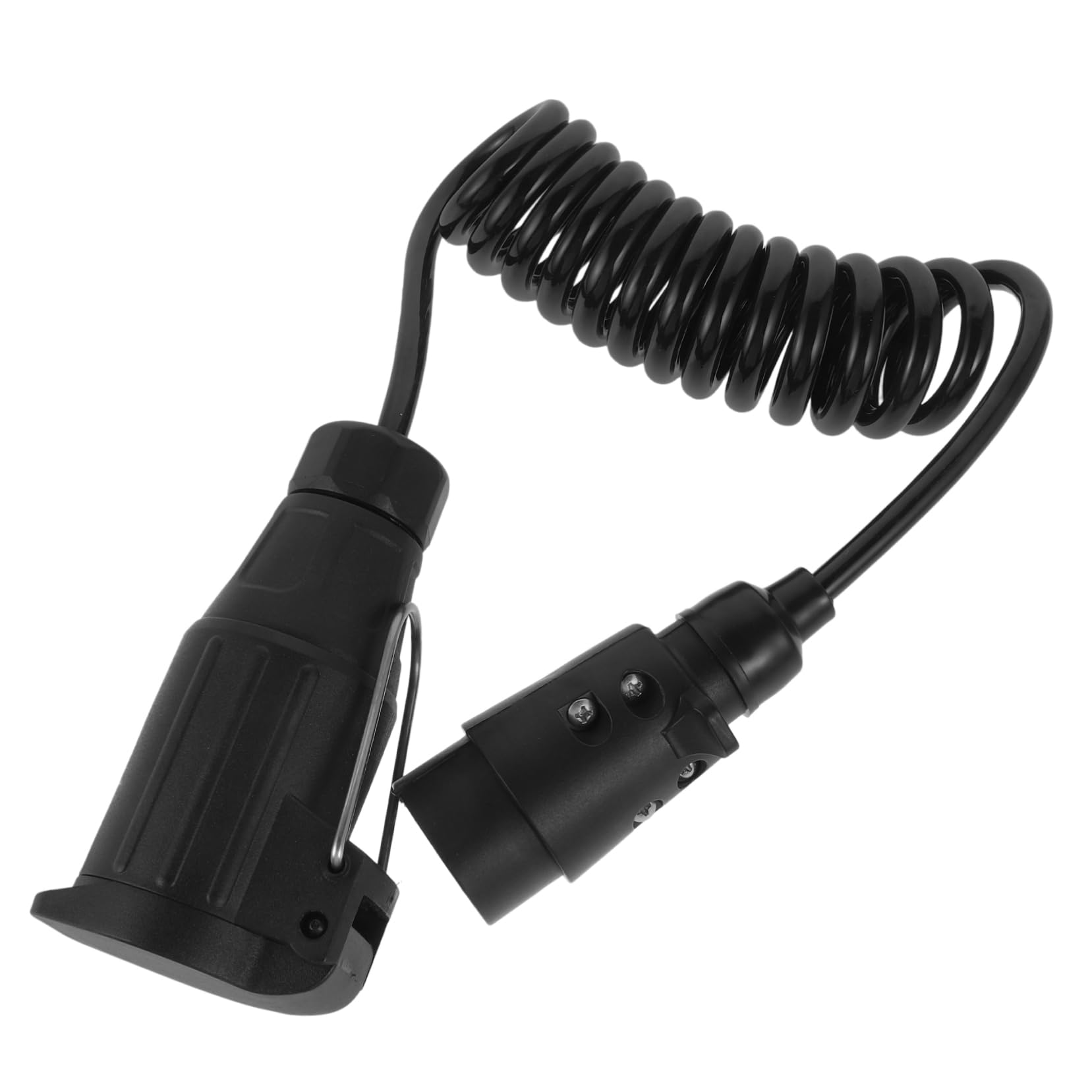 Arnés y Toma de 13 para Remolque de Cableado con Enchufe Europeo de 7 Pines | Cable en Espiral de Alta Resistencia, Plástico Negro, para Caravanas y Remolques
