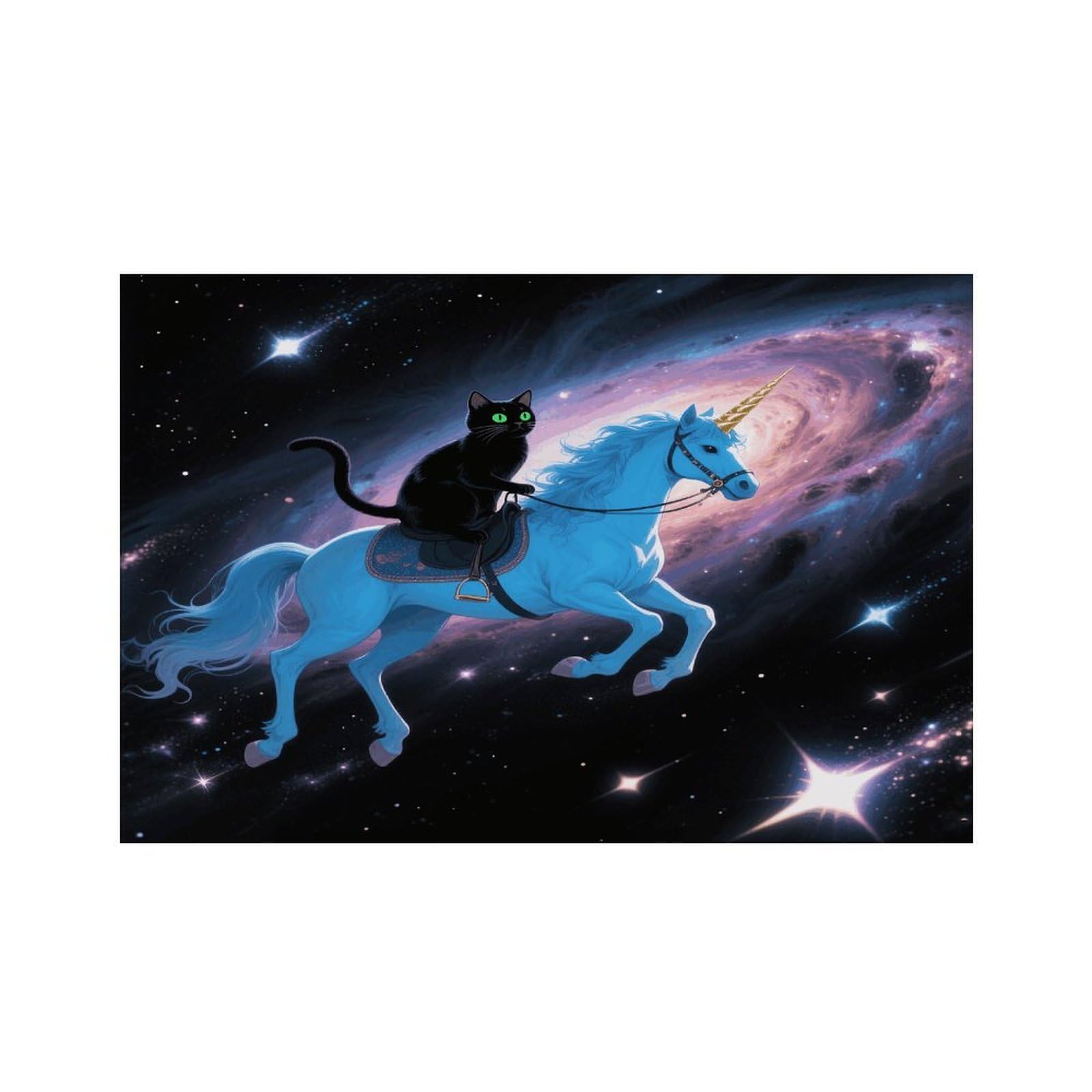 Black Cat Riding Horse Placemats Heat Resistant Non-Slip Place Mats Washable Wipeable Table Mat Kitchen Dining Table Decoration Placemats Indoor Outdoor Place Mats 17.7’’×11.8’’