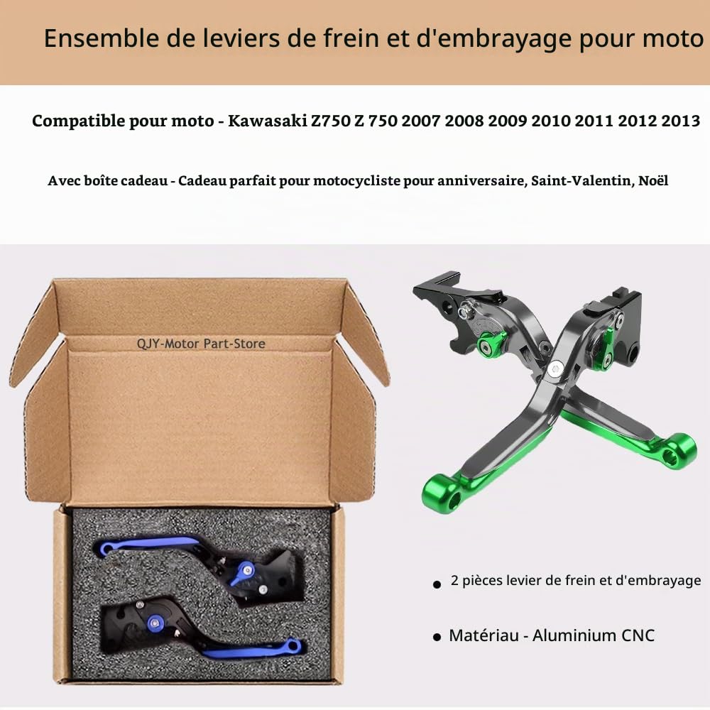 Z750 Moto Leviers d'embrayage de Frein pour Z750 Z 750 2007 2008 2009 2010 2011 2012 2013 (Titan/Vert)