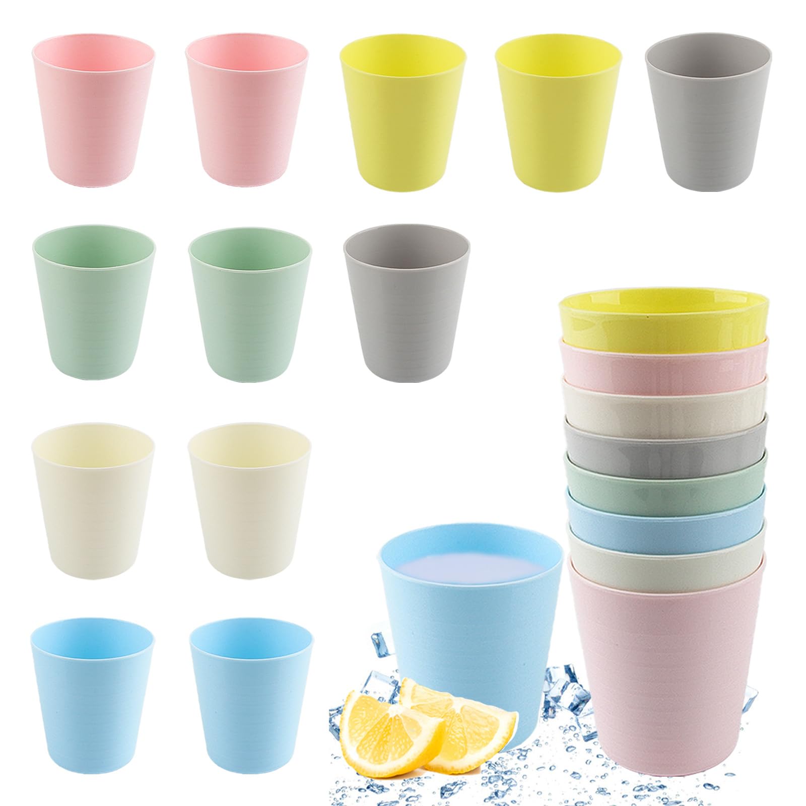 Gobelets Plastique BADAREN 24 Pièces - 260ml - 8 Couleurs - Réutilisables - Sans BPA