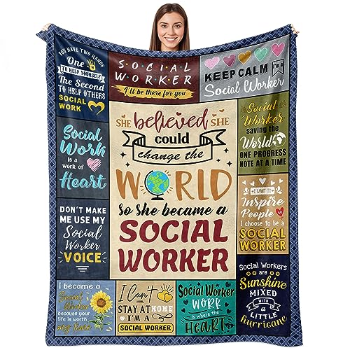 puekrtoa Social Worker Gifts for Women, Xmas Social Worker Appreciation Gifts, Social Worker Office Decor, School Social Worker Gifts, Best Social Worker Graduation Gift Throw Blanket 60x50 Inch puekrtoa Social Worker Gifts for Women, Xmas Social Worker Appreciation Gifts, Social Worker Office Decor, School Social Worker Gifts, Best Social Worker Graduation Gift Throw Blanket 60x50 Inch
