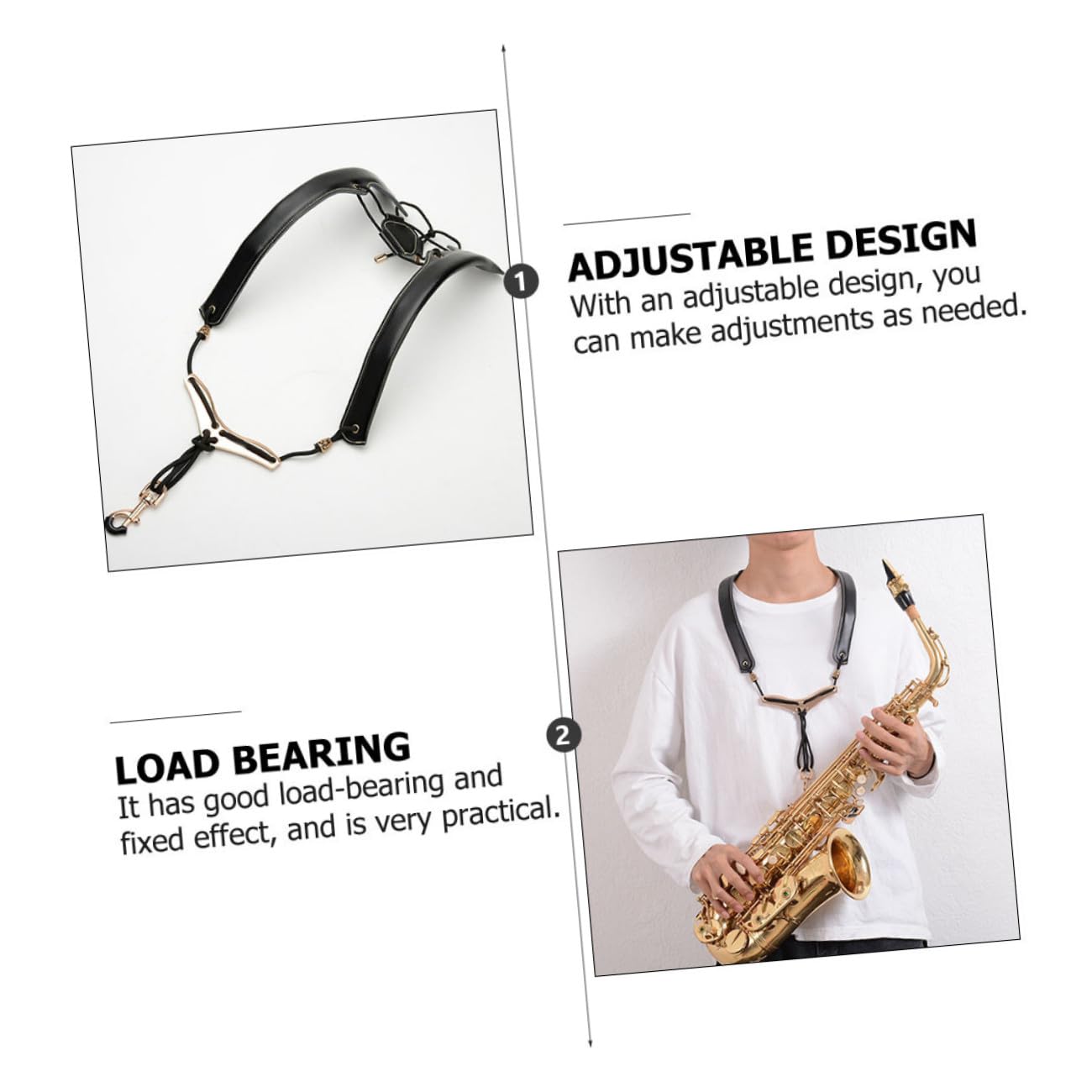 Imbragatura per Sax Contralto, Accessori Sassofono Doppia Spalla, Cuoio e Nylon, Regolabile, Nero, Cinghie per Borse per Uso Quotidiano Stili multipli