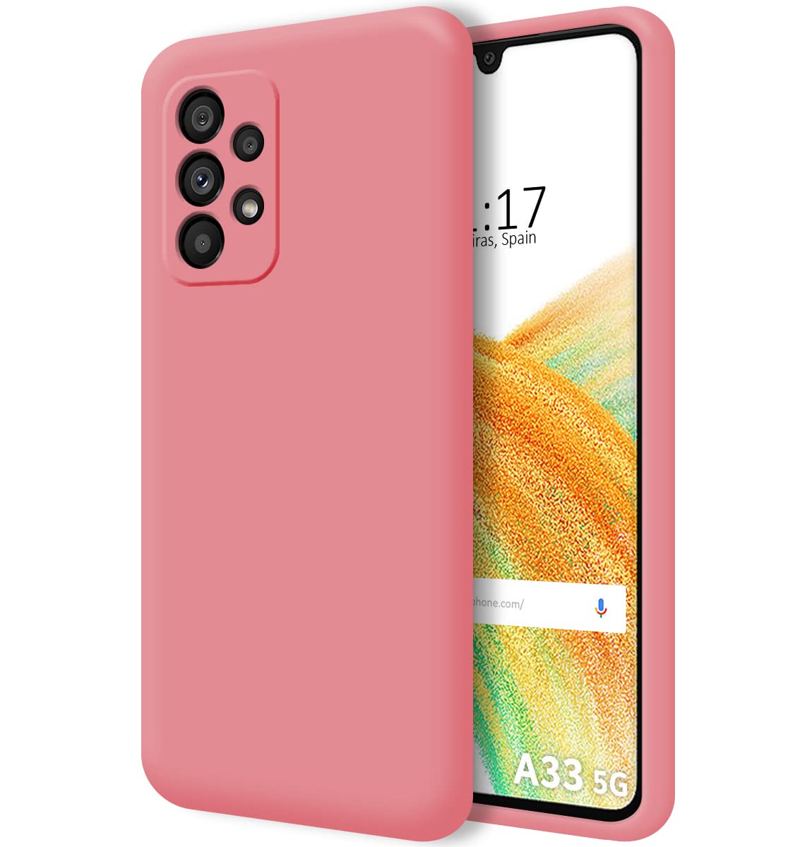 Tumundosmartphone Ultra Soft Liquid Silicone Case for Samsung Galaxy A33 5G Pink