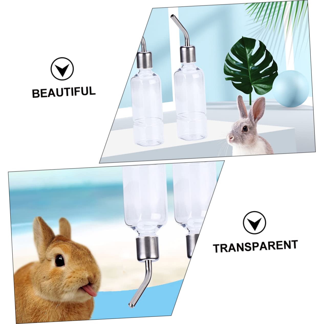 INOOMP 3 Set Di Bevitore Per Porcellini Dindia Bottiglia Dacqua Portatile Per Animali Domestici Beccuccio Per Perdite Acciaio Inossidabile 2 Pezzi * 3