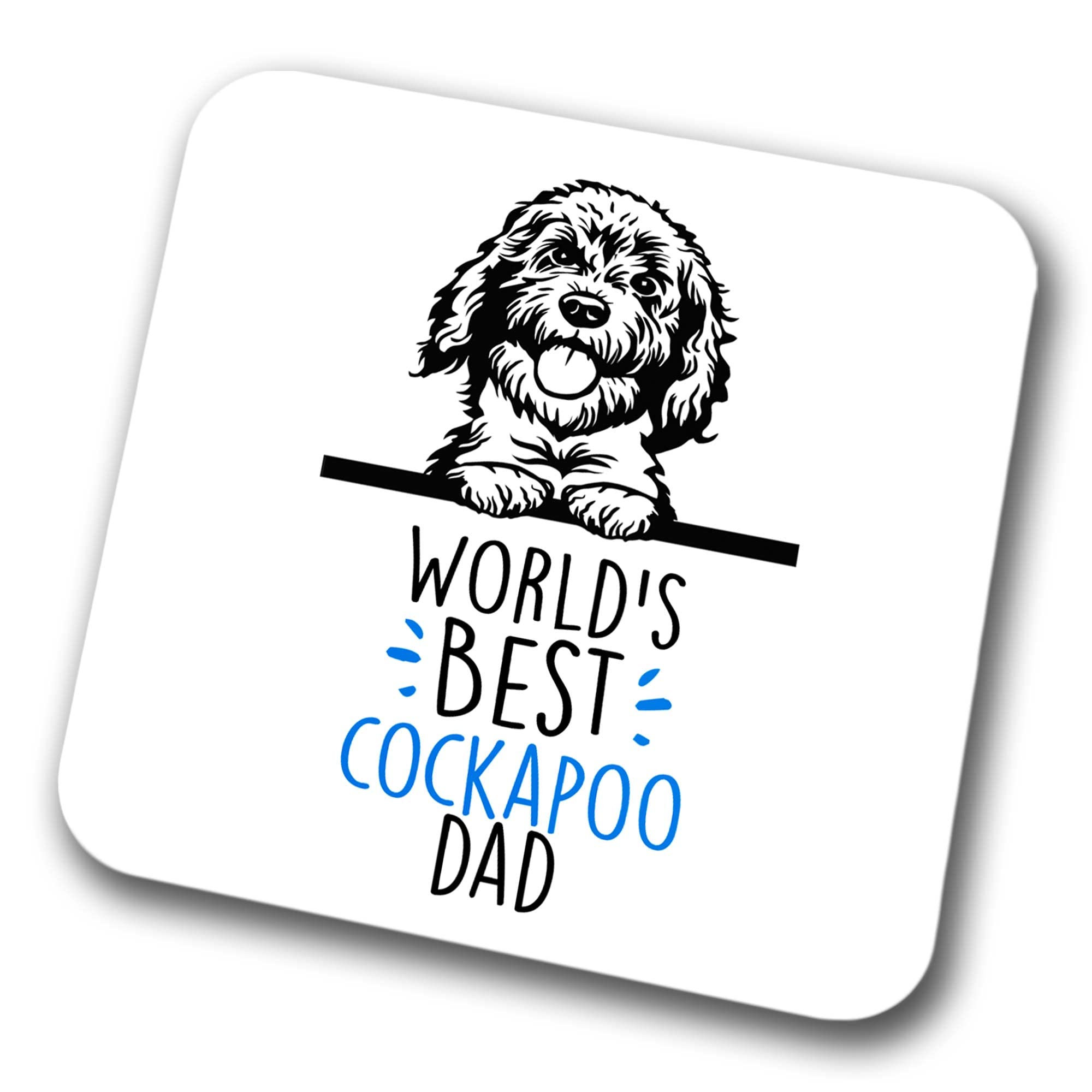 Cockapoo World's Best Dad Coaster Dog Dad Cockapoo Dad Friend Funny Gift for Birthday Christmas, Cockapoo Coaster