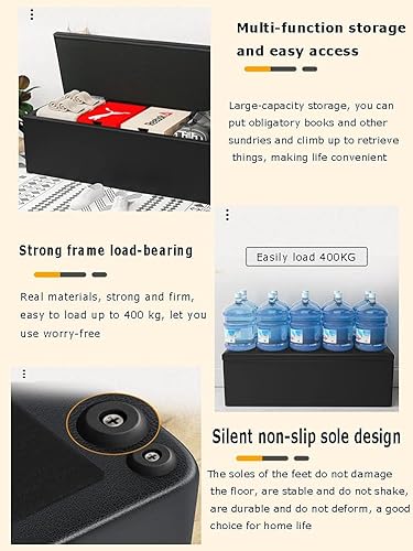 Miniatura 7 de Otomana de piel sintética, caja de juguetes de almacenamiento de puf con parte superior de bisagra, taburete acolchado, asiento de banco de cubo