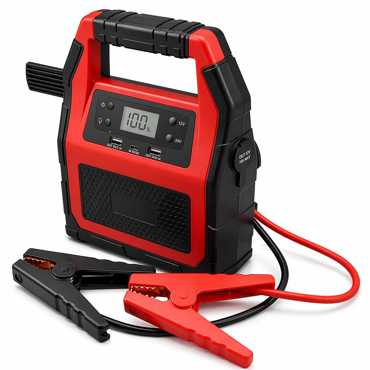 Arrancador portátil de 42000 mAh, 12 V y 24 V, corriente máxima de 1500 A para todos los coches, camiones y vehículos pesados, paquete de refuerzo de batería de emergencia para coche con función de
