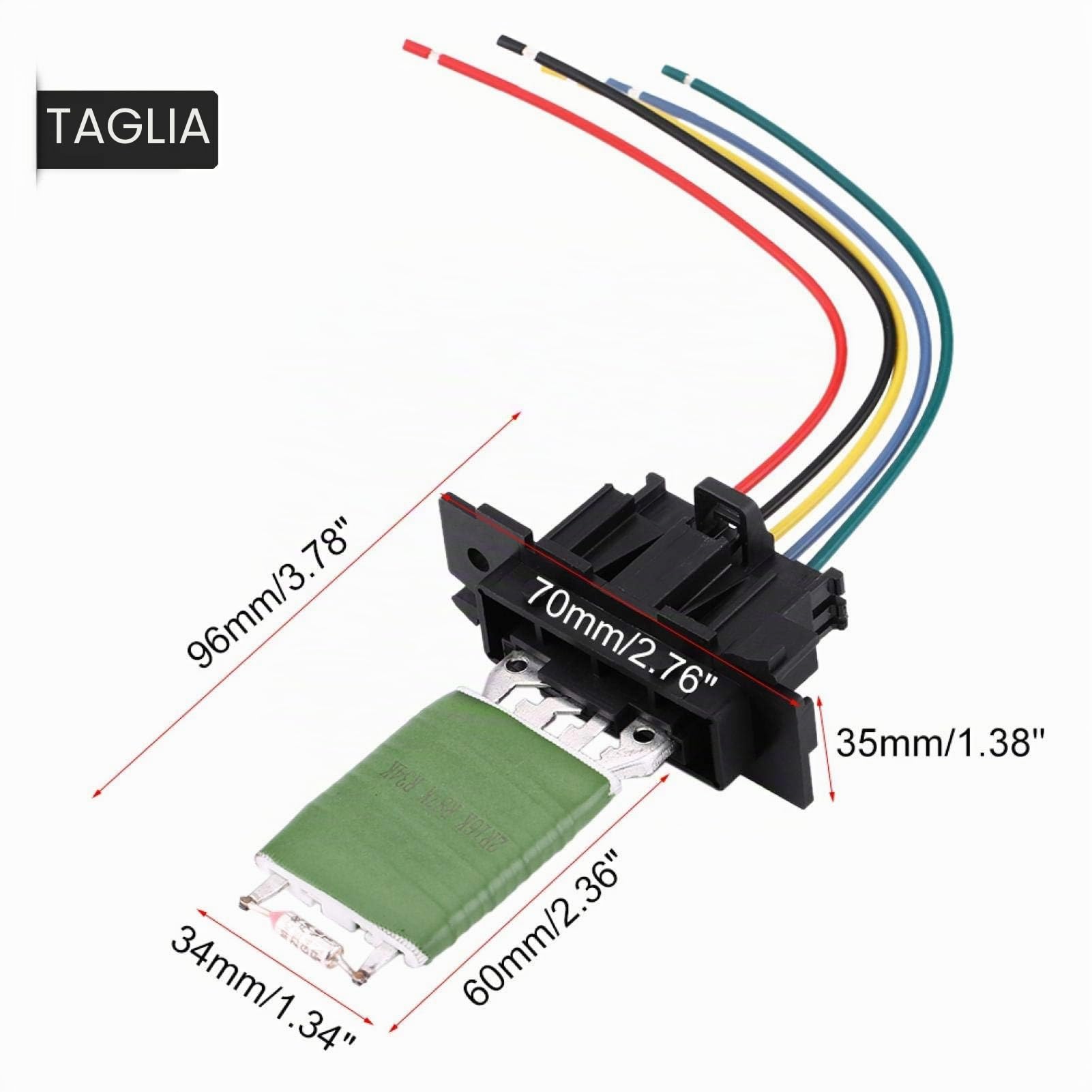 Tyenaza Resistenza Ventola Grande Punto, Resistenza Ventola Ventola Motore riscaldatore con Cablaggio Spina Riparazione Cablaggio per Grande Punto Qubo77364061 95508692