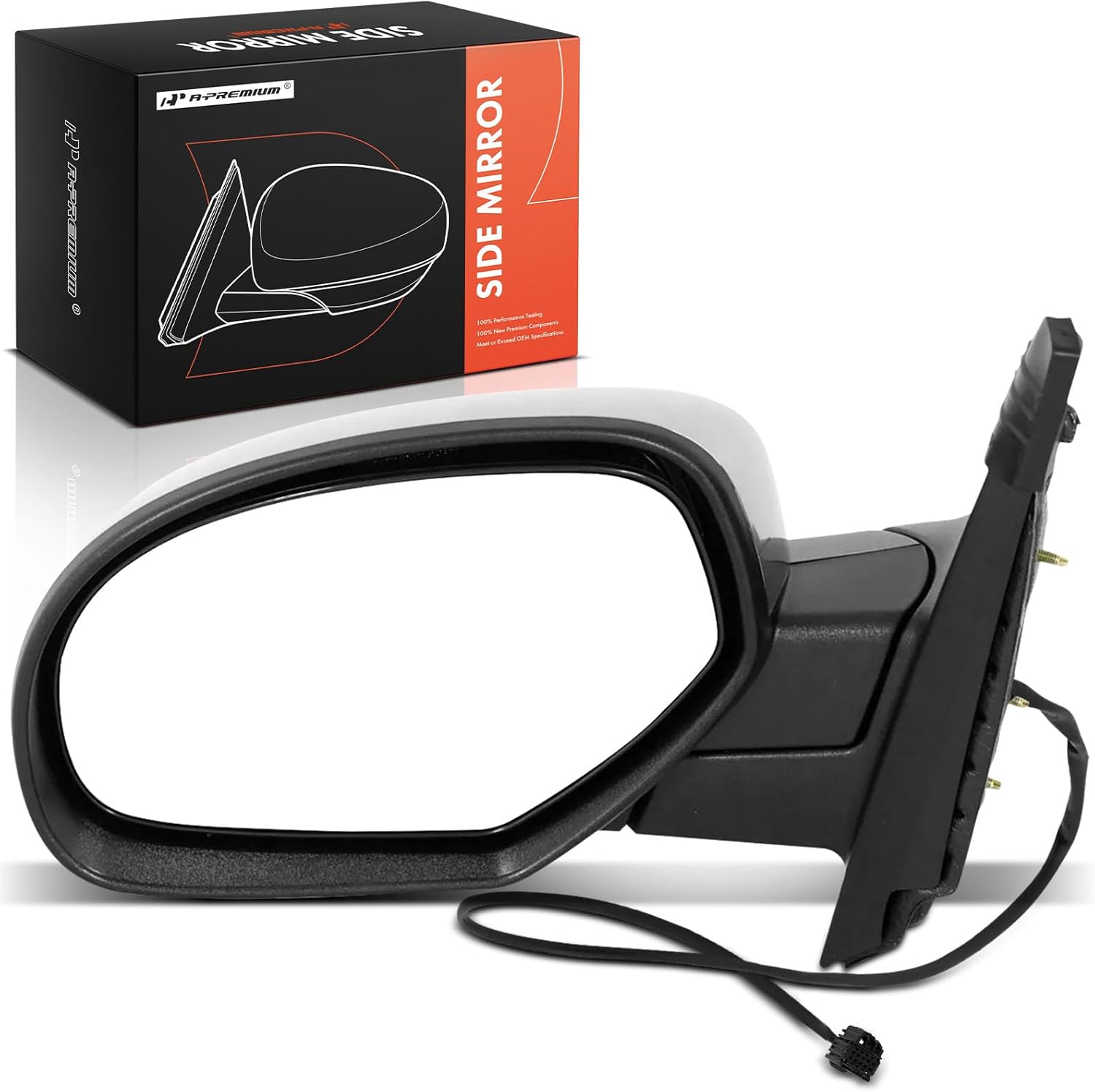 A-Premium Driver Side Power Door Mirror - Compatible with Chevrolet Tahoe, Suburban 1500 2500 & GMC Yukon, Yukon XL 1500 2500 - Heated Manual Folding Chrome Outside Rear View Mirror