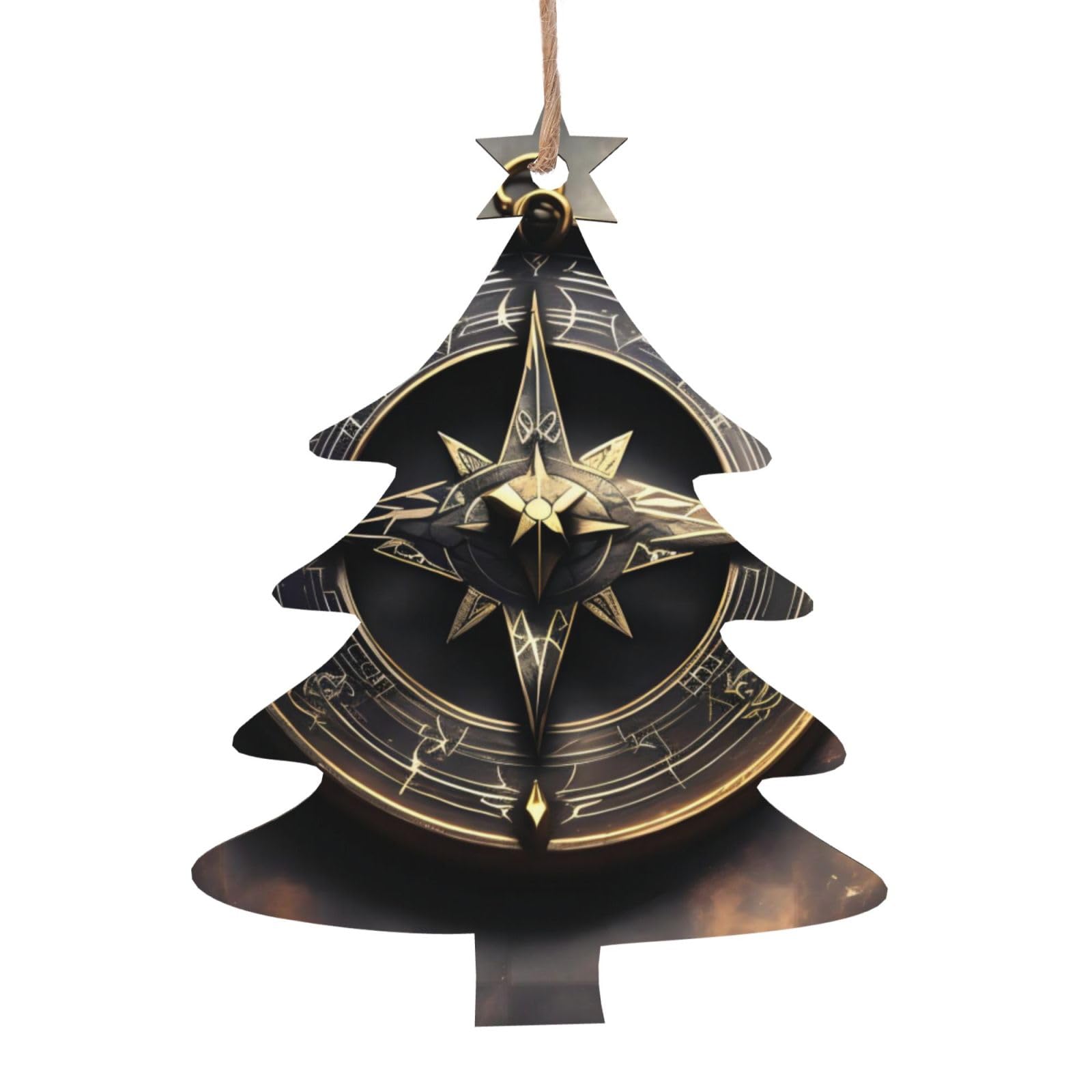 Magical Design Norse Runes Compass Printed Christmas Wooden Pendants, Simple and Environmentally Friendly, Holiday decorationsã€‚