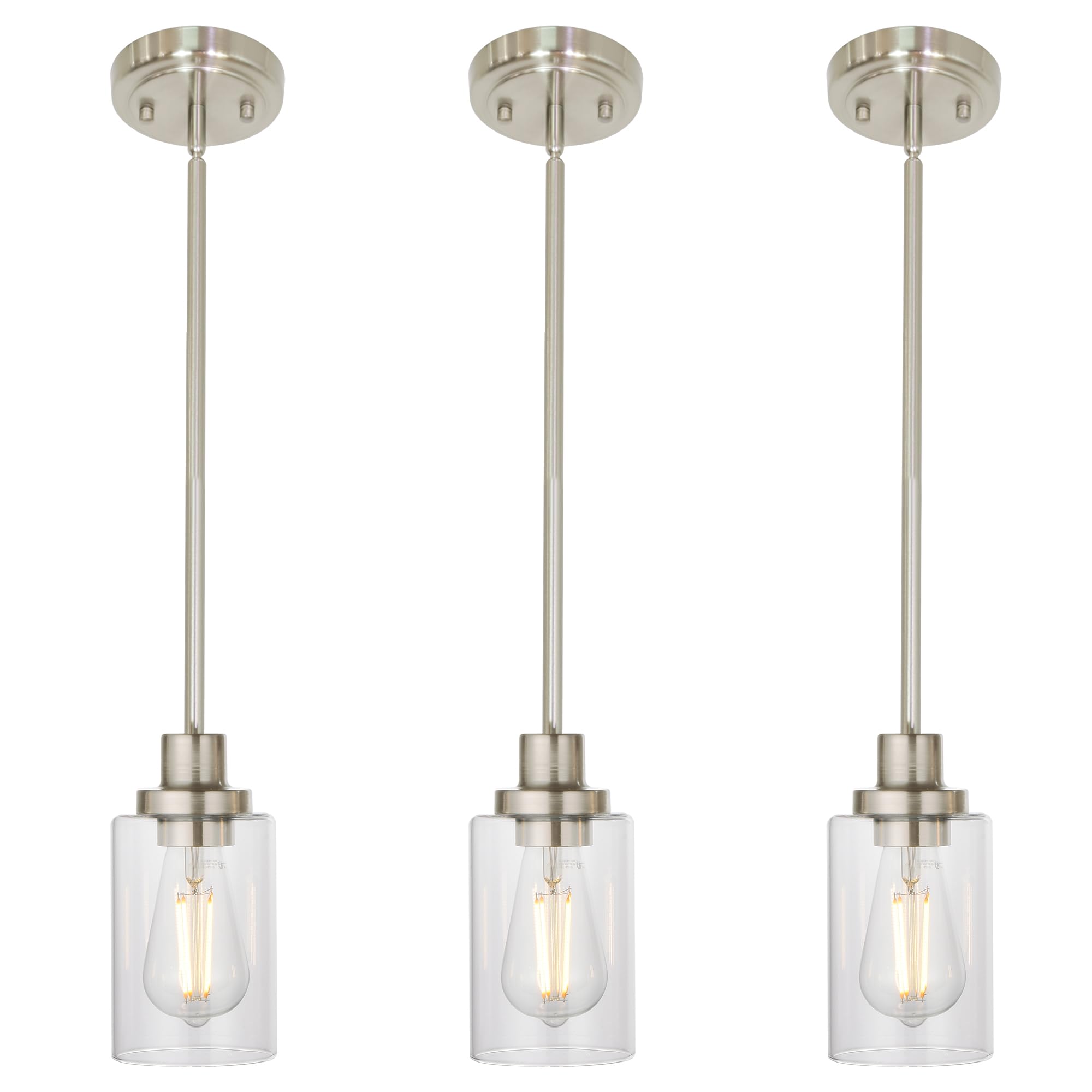 Photo 1 of MELUCEE 3 Pack Pendant Lighting, Brushed Nickel