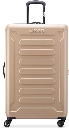 Jeep JH004C Hardside Expandable Luggage with Spinner Wheels, Beige, Checked-Large