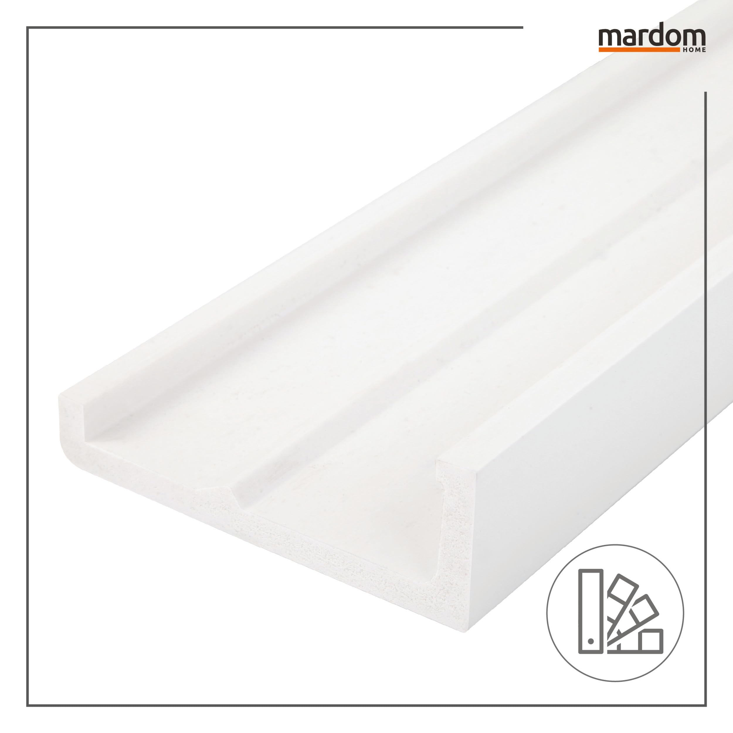 Mardom Moldura para techo, moldura para el techo de 200 cm de largo – 12 cm de alto – Cubierta blanca para barras de cortina – aspecto moderno compatible con LED – Moldura decorativa de techo en