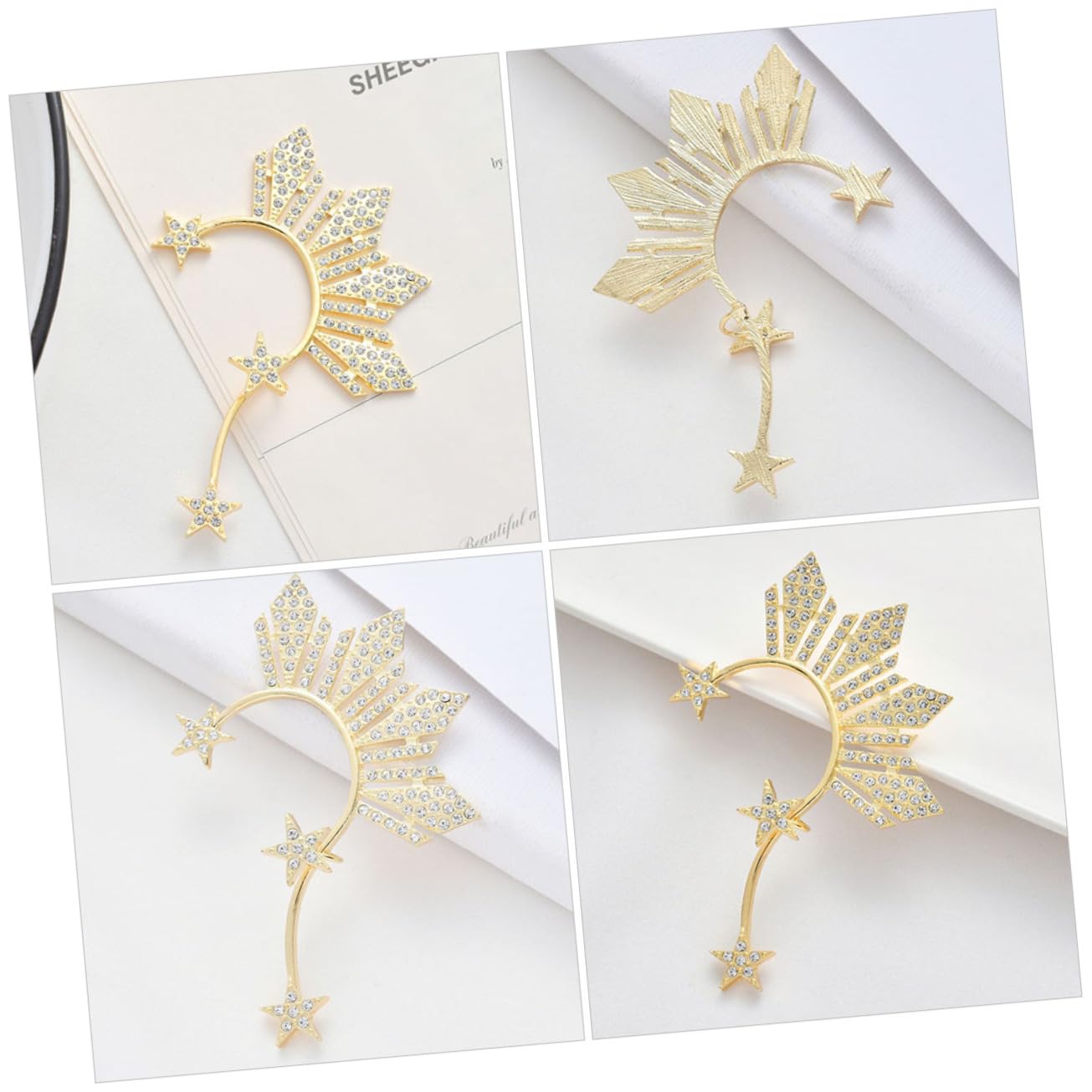 4pares Pendientes De Para Mujeres Pendientes De Orejeras De De Rhinestone Elegantes
