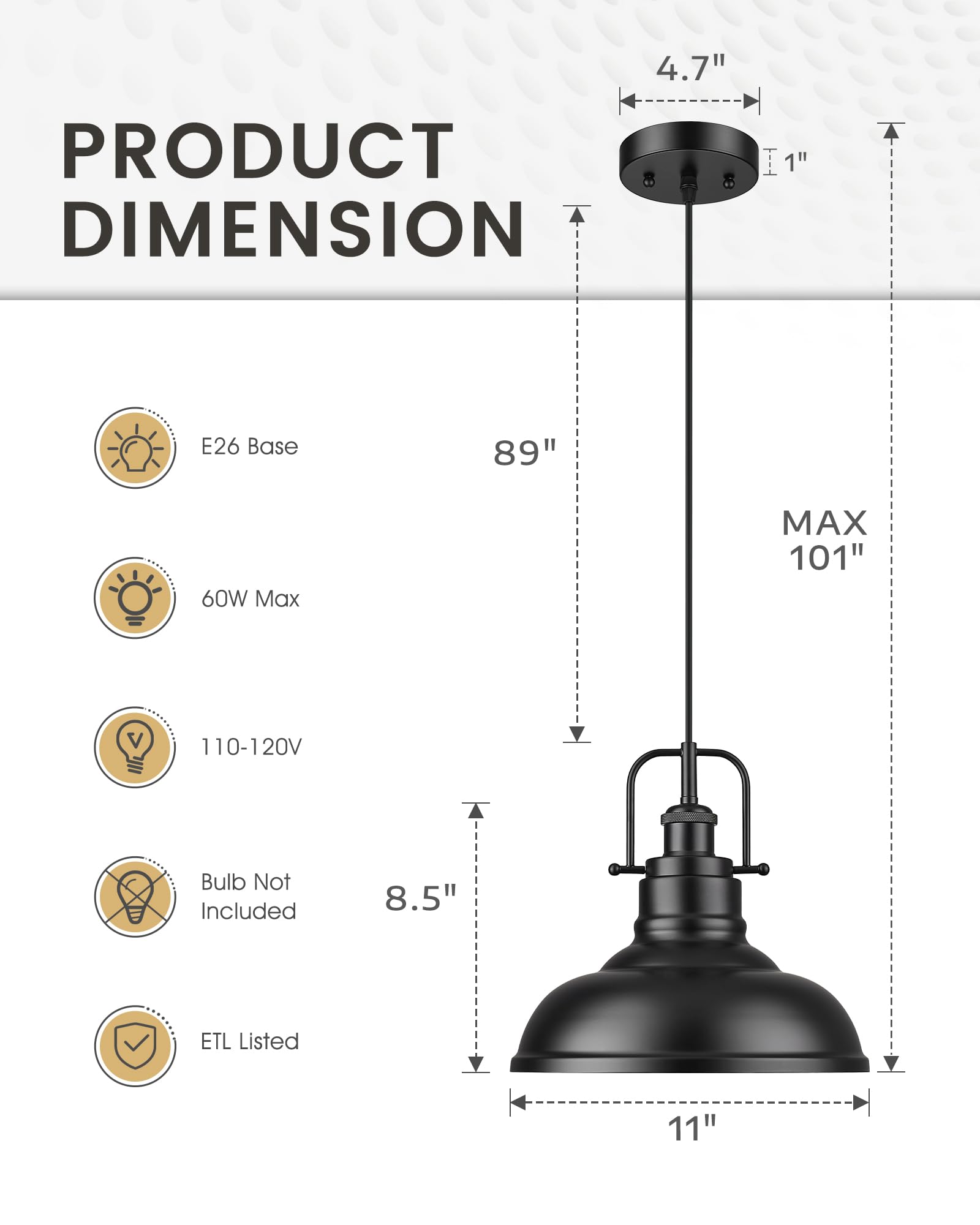 zeyu 1-Light Industrial Pendant Light, 11-Inch Pendant Light