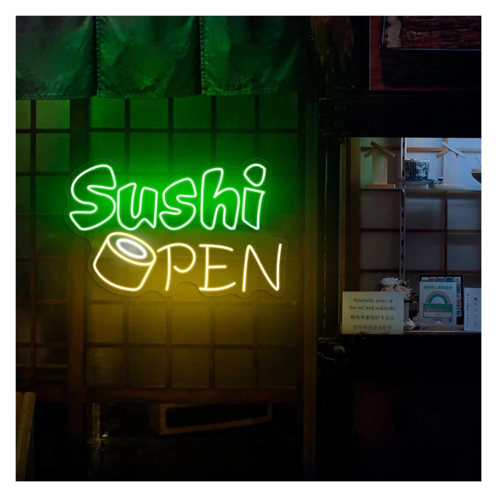 SHOUXI Sign Lamp Sushi Open Neon Sign Japanese Restaurant Home Kitchen Decor 50cmx39cm(D)