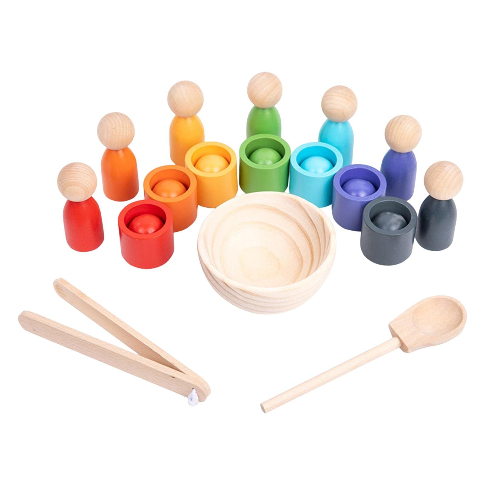 7 Piezas Vasos Juego de Madera Juego de Clasificación y para Niños con Entrenamiento de Pensamiento Lógico Adecuado para