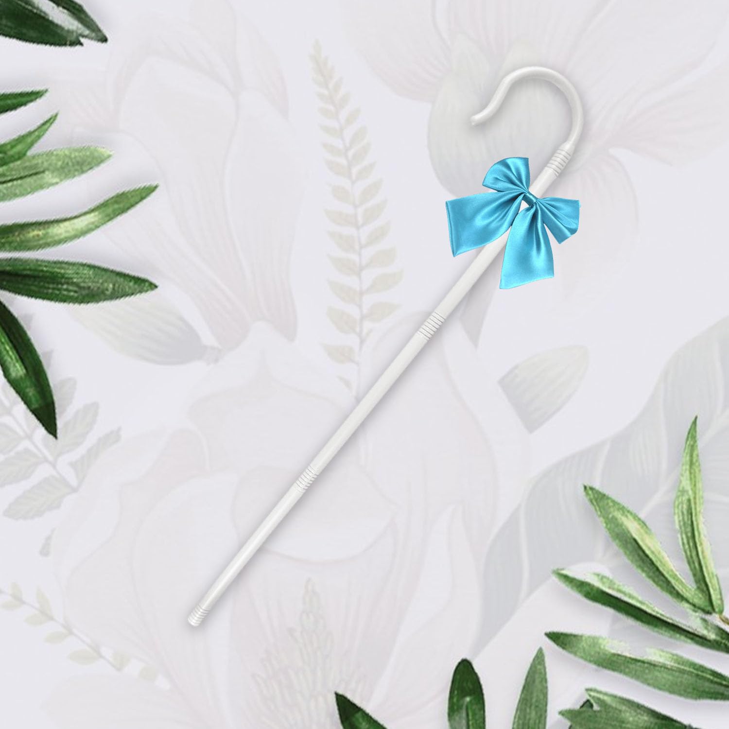 RmKbe Shepherd's Crook with Bow Shepherd Hook Cane Prop Stick Wizard Crook Cane Walking Stick Shepherdess Fancy Dress Accessories for Halloween - Image 3