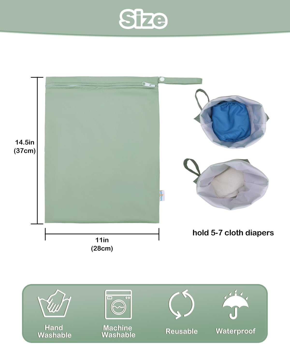 babygoal LAU-NKD5354-B Nass-Trockenbeutel für Badeanzüge, wasserdichte Tasche für Reisen, Lebensmittelaufbewahrung, Kinderwagen, Kindertagesstätte, Babywindeln, Yoga, Strand, Pool, nasse Kleidung, 2