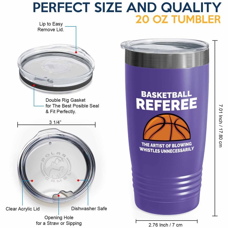 Vaso térmico morado edición árbitro de baloncesto 20oz miniatura 4
