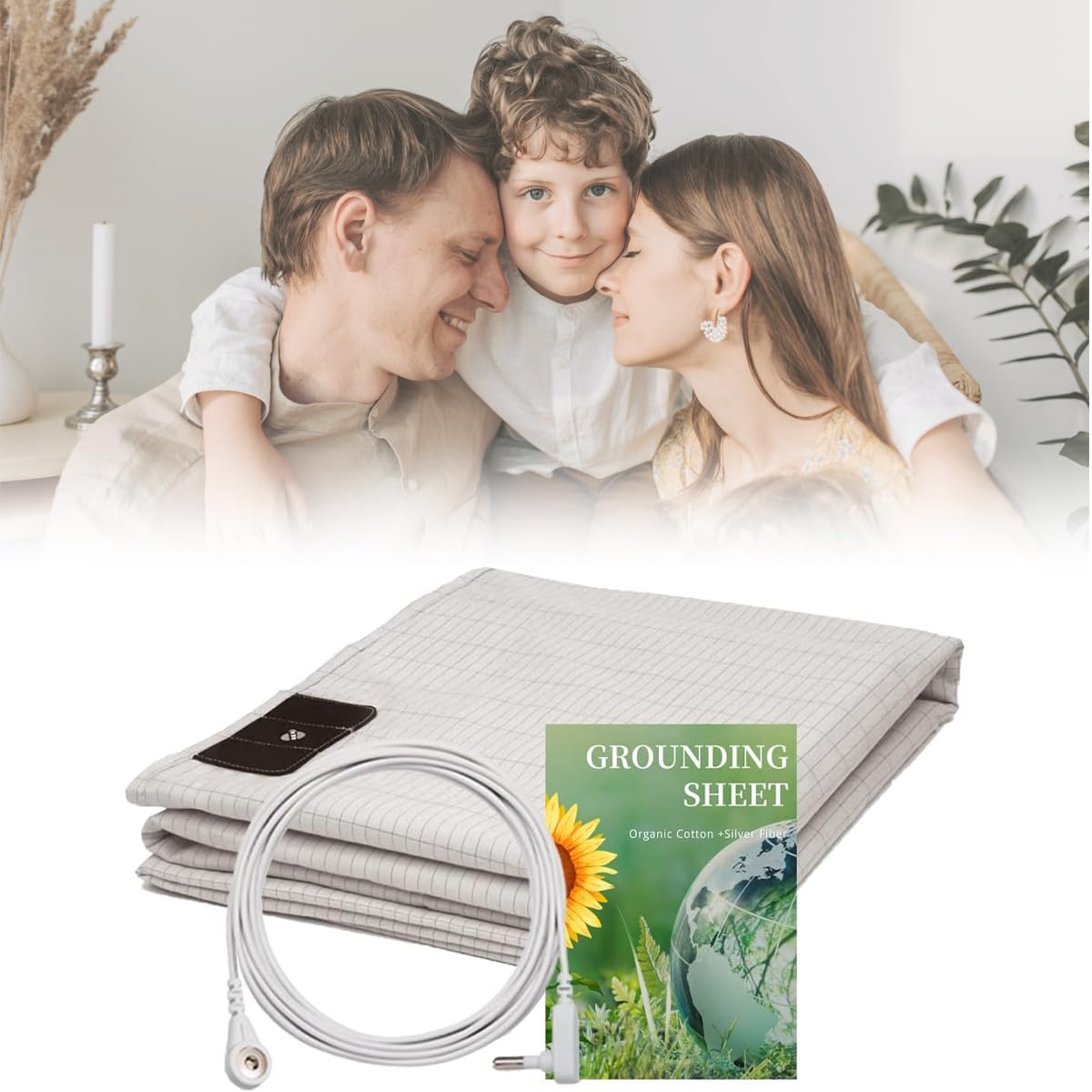 Grounding Sheets with Silver Fiber Organic Cotton Grounding Cord Natural Healthy White (35 * 90IN)