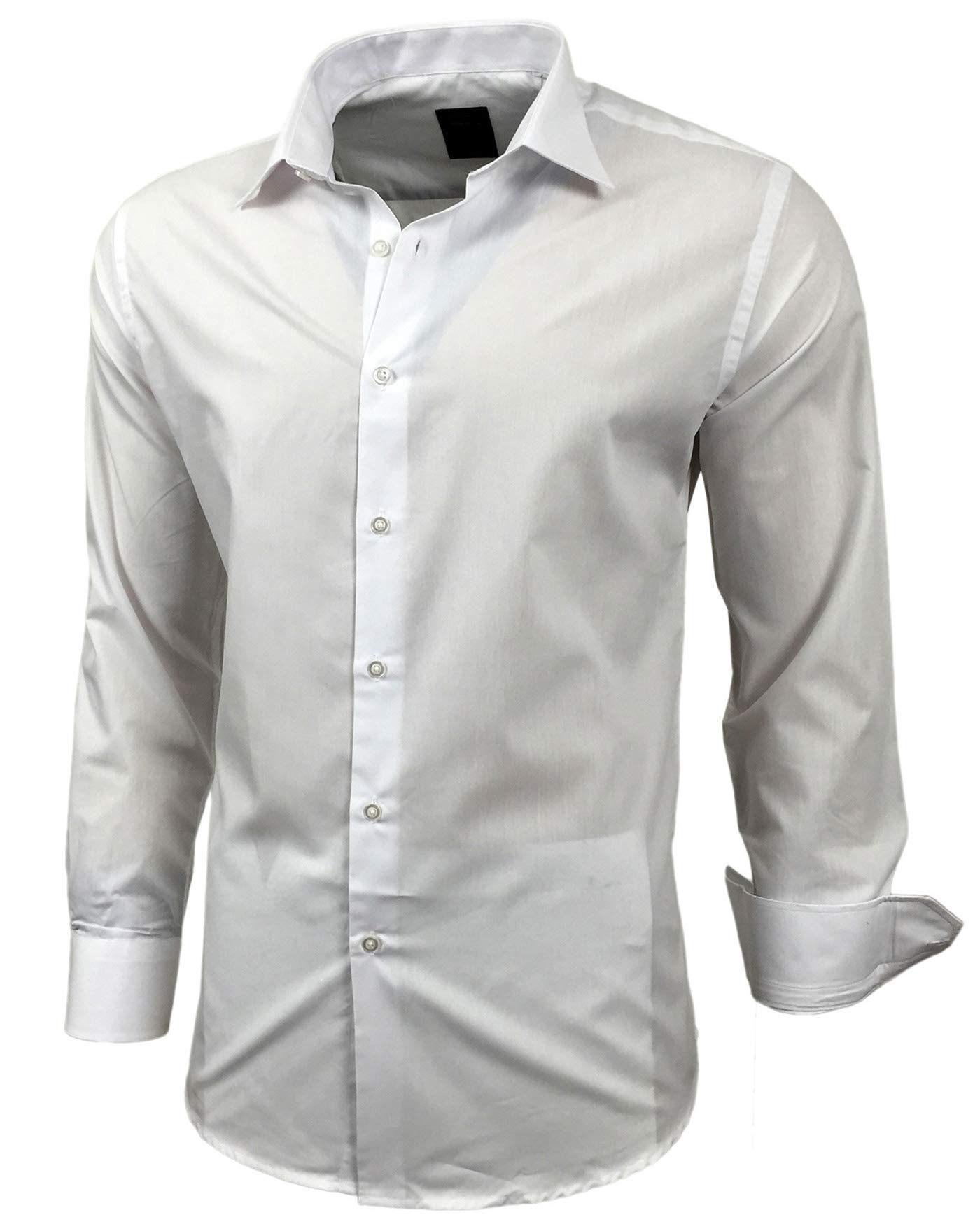 Baxboy Camisa de manga larga para hombre, de corte ajustado, fácil de planchar, para trajes, trabajo, bodas, tiempo libre, R-44