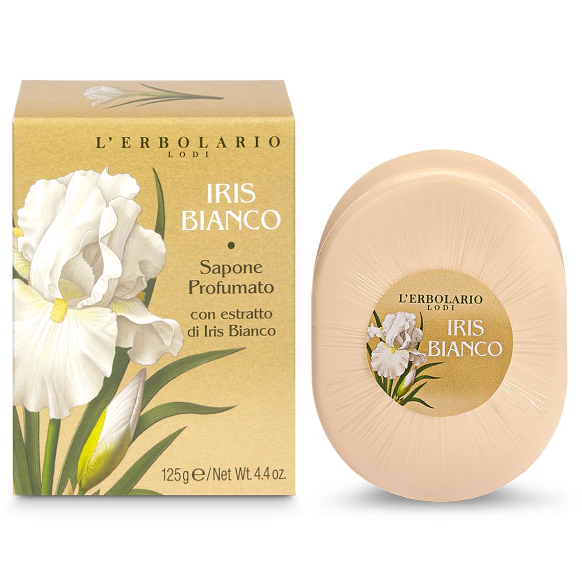 L'ERBOLARIO - IRIS BIANCO Completa - Confezione Regalo in Scatola Originale - 1 Bagnocrema da 300 ml, 1 Crema Corpo da 300 ml, 1 Profumo da 50 ml, 1 Sapone da 125 gr + in OMAGGIO Sacchetto di Raso