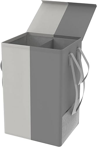 Cesto grande para la ropa sucia con tapa, cesta de ropa para lavandería con asas, impermeable, cestas plegables para dormitorio, baño, dormitorio,