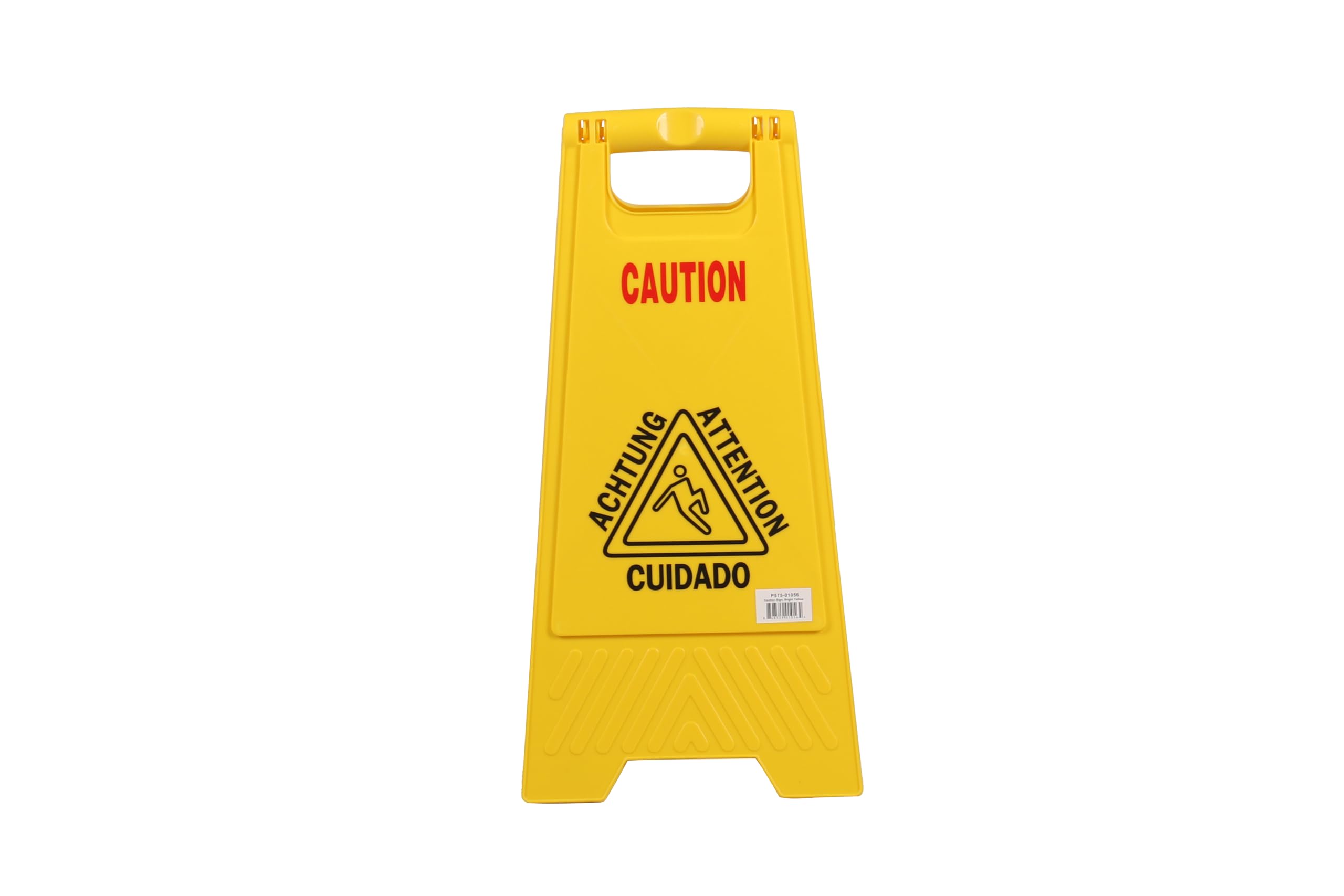 Señal de precaución "Wet Floor", color amarillo brillante, resistente, resbaladizo cuando está mojado, con marco en A