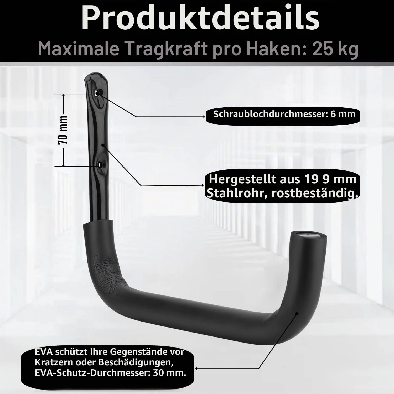 Schwerlast-Garagenlager Haken, 8 Stück Wandmontage Leiter Haken mit 32,5cm Jumbo-Arm, Aufbewahrungshaken für Fahrrad, Klappstuhl, Bulk-Artikel (23.5cm x 32.5cm)