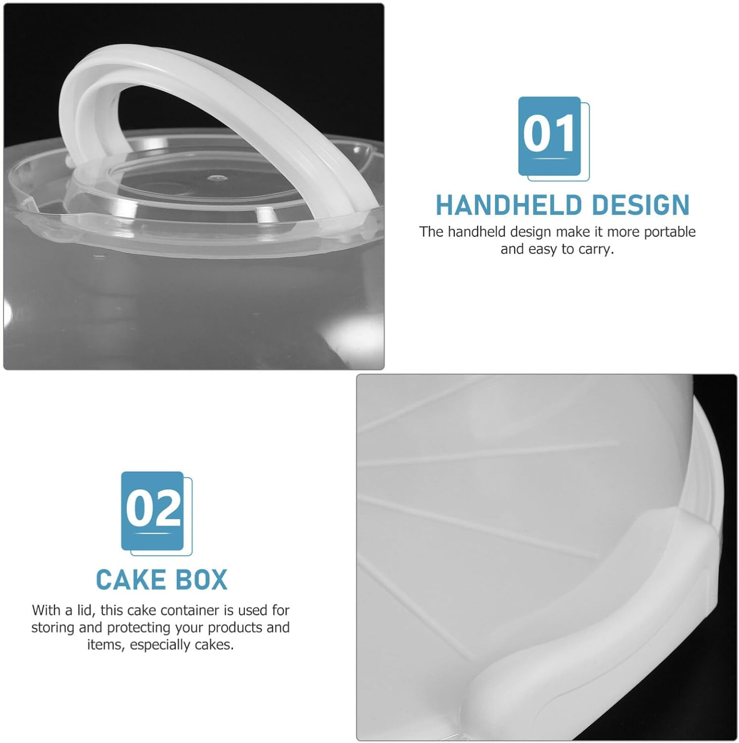 Luxshiny Reusable Cake Carrier Box Handle Portable Cake Container for Outdoor Events Easy to Clean Stable Base for Safe Transport for Cookies and Sweets