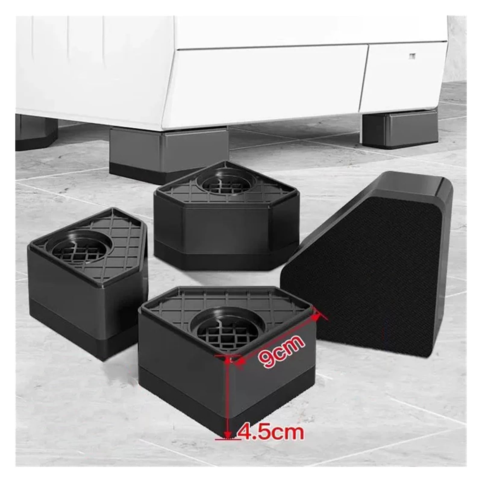 Almohadillas antivibración para lavadoras, Almohadillas de soporte antideslizantes for lavadora y refrigerador (4 unidades, varios tamaños)(9.3CM)