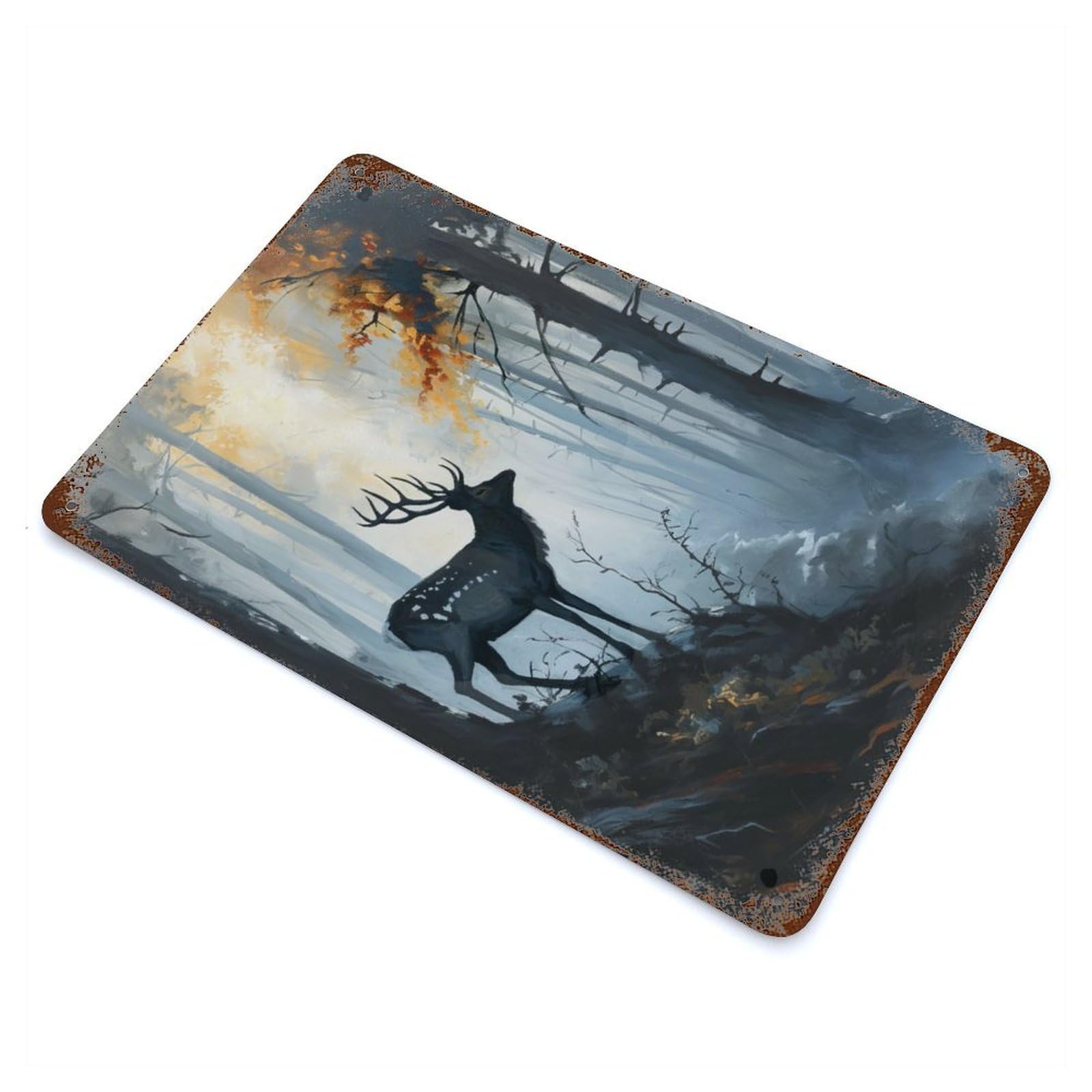 Sylvan Stag Retro Metal Sign 11.8"x7.9", Farmhouse Wall Decor for Cafe, Home Bar And Lounge Decor
